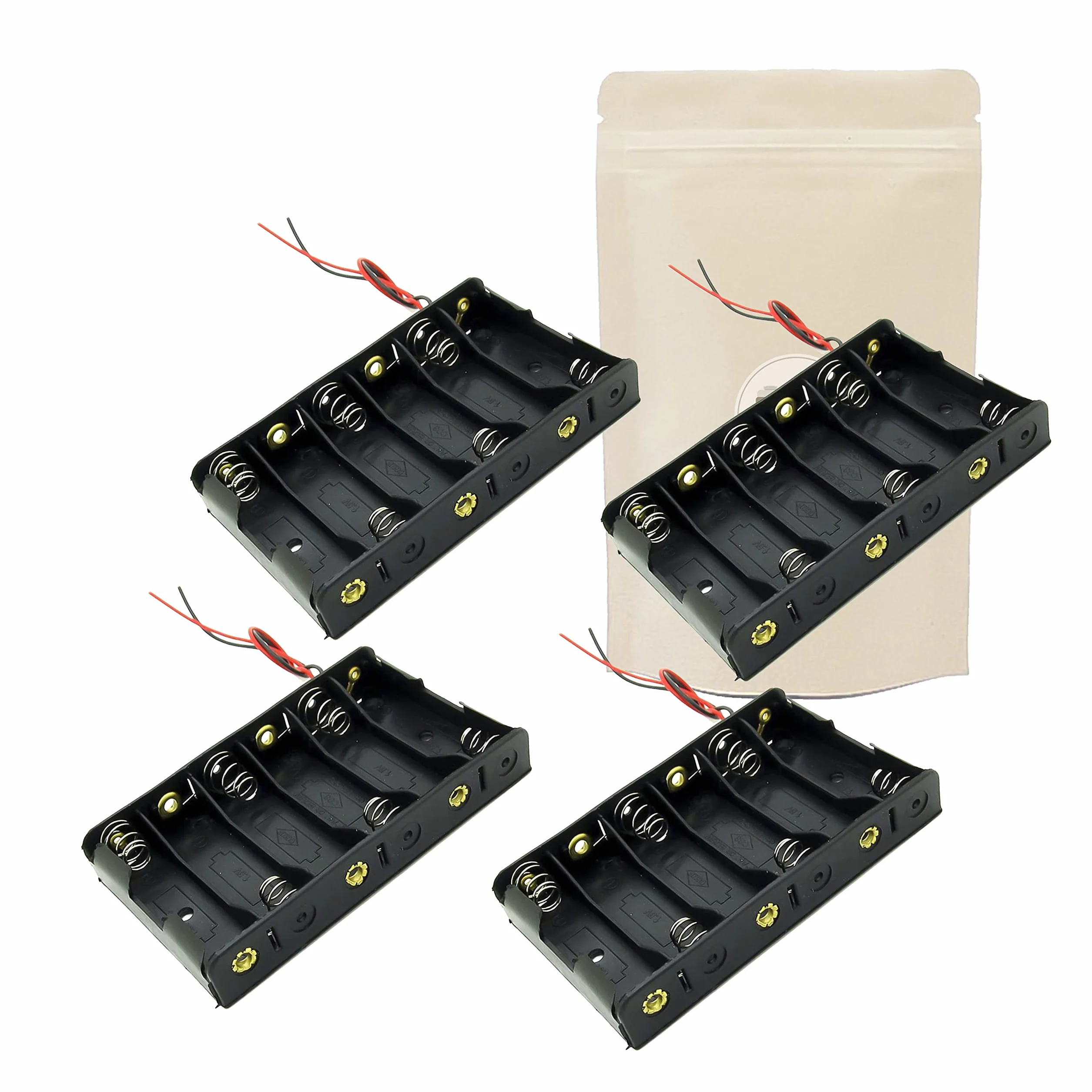 4X Armature - Caja de soporte para 6 pilas AA LR06 con cables negro y rojo acoplador