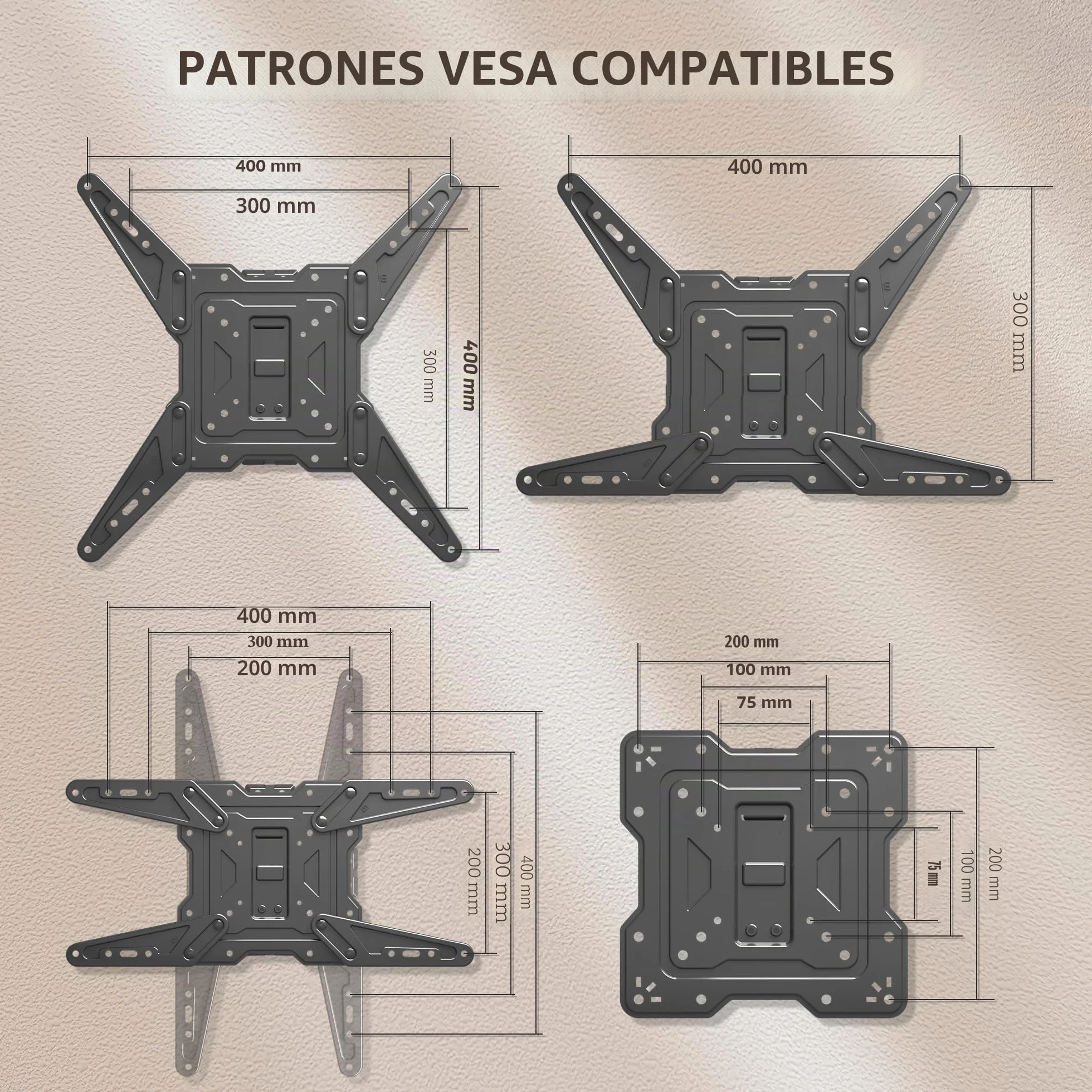 XINLEI Soporte TV Pared para Pantallas 26-55 Pulgadas LCD LED Curvos, Articulado Giratorio Inclinable Rotación VESA 400x400mm