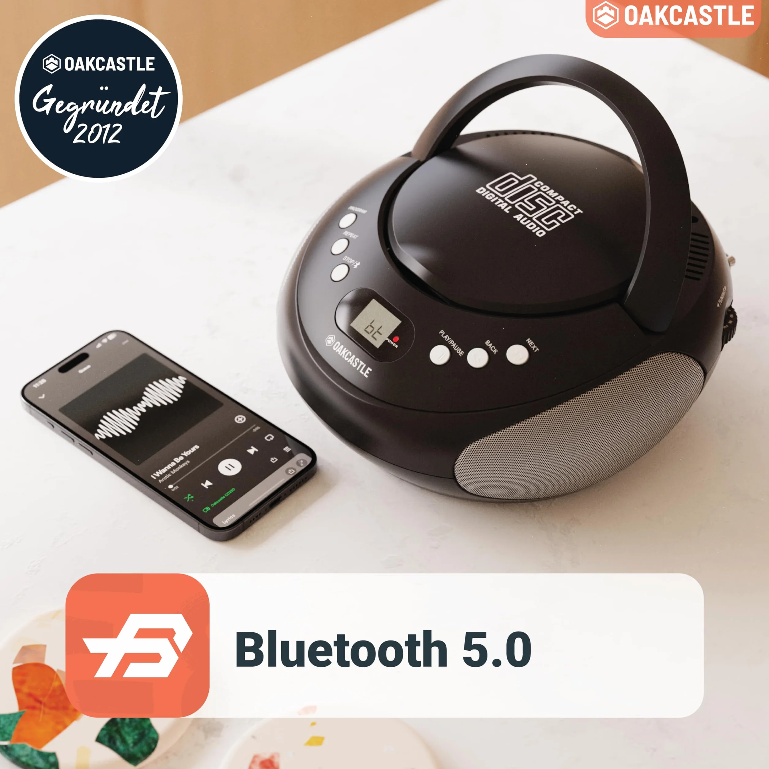 OAKCASTLE CD250 Boombox CD Bluetooth Portátil Radio FM Negro