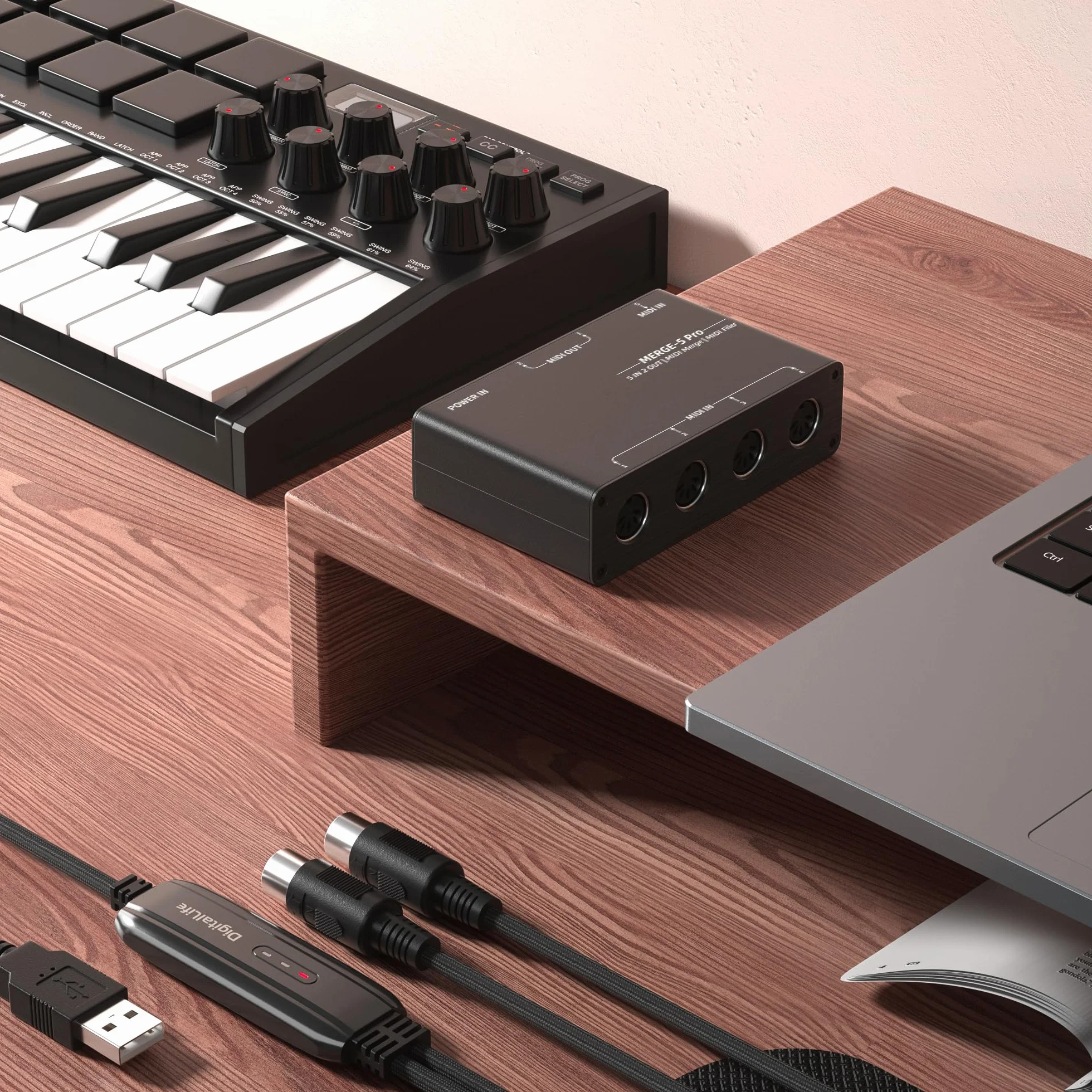DigitalLife SynkMergeX Series | Caja MIDI Merge Independiente 5-Entradas/2-Salidas, DIN de 5 Pines, Metal – Para Principiantes, Músicos de Estudio y Artistas en Vivo 【M5, 1 pc/pack】