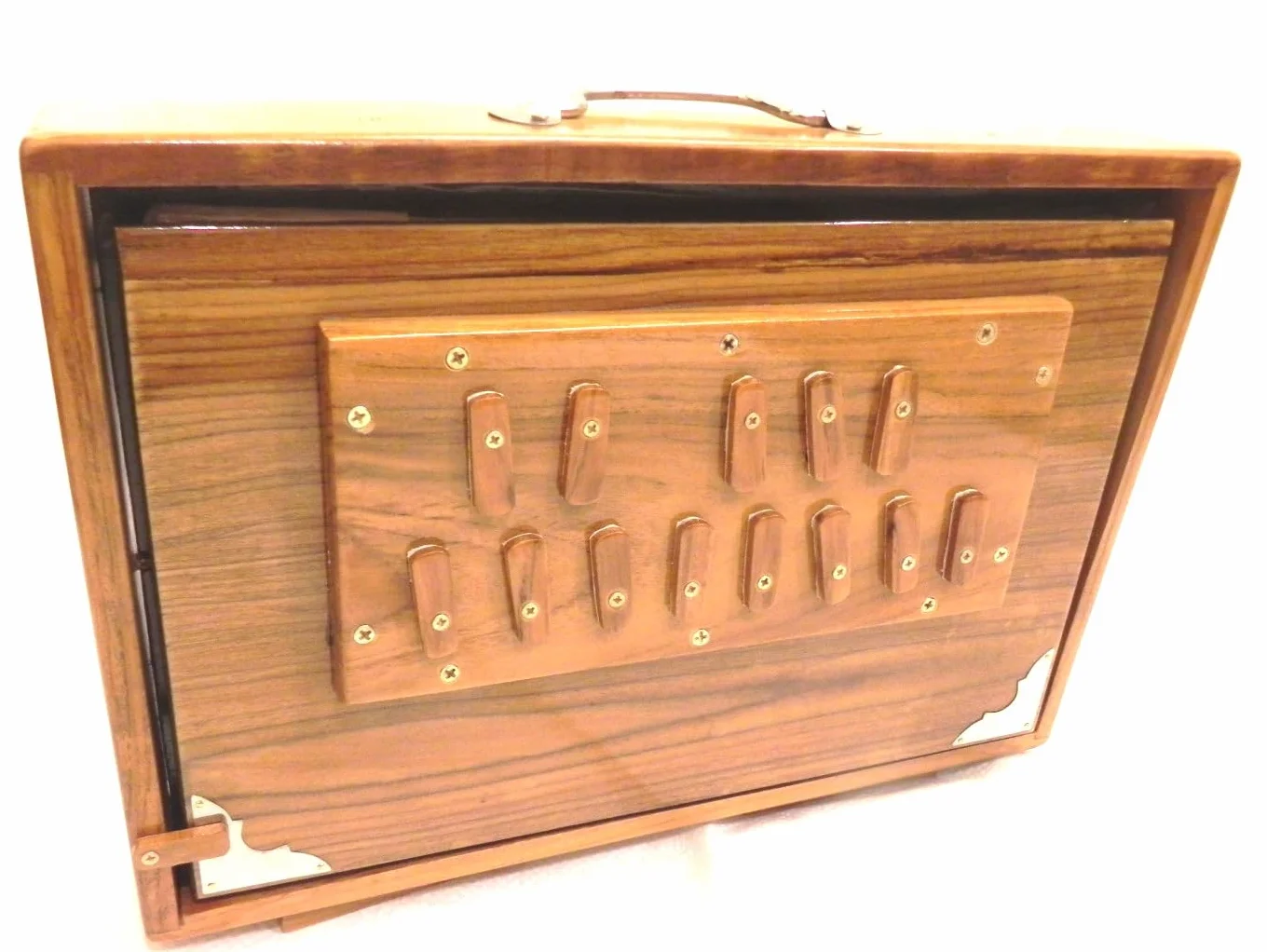 Caja Shruti, madera de pino, mediana C, latón, 38,1 x 25,4 x 7,62 cm, bolsa, C-to-C, Tuned 440, instrumento Surpeti para yoga, kirtan, voces