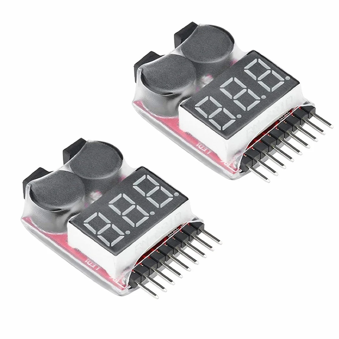 zalati Comprobadores de batería Lipo 2 piezas RC 1-8s batería Lipo alarma de bajo voltaje zumbadores recordatorios con pantalla LED para batería Lipo, Li-Ion, LiMn, Li-Fe