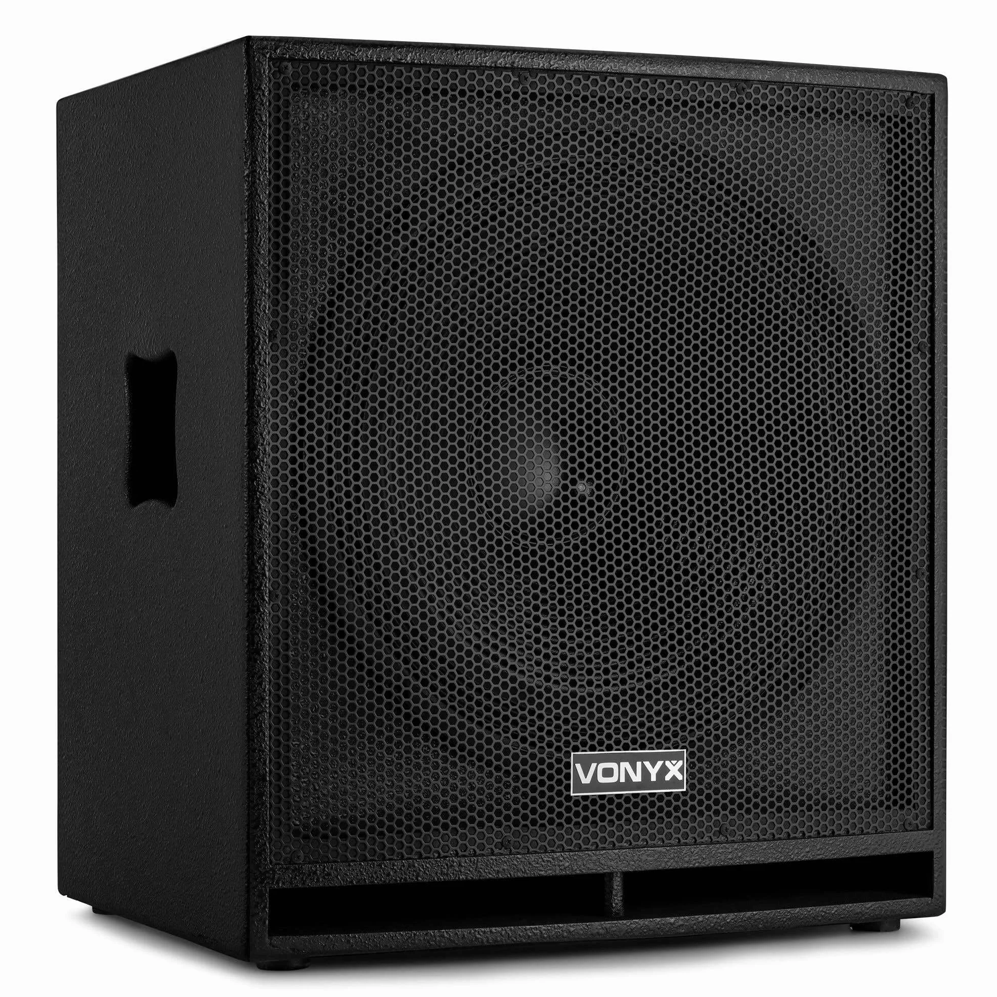 Vonyx SWP18 Pro Subwoofer PA Activo 46cm (18") (600W Potencia máx., Amplificador Integrado Filtro Paso bajo, bassreflex, Brida estandar, Carcasa MDF, Tomas XLR y RCA)