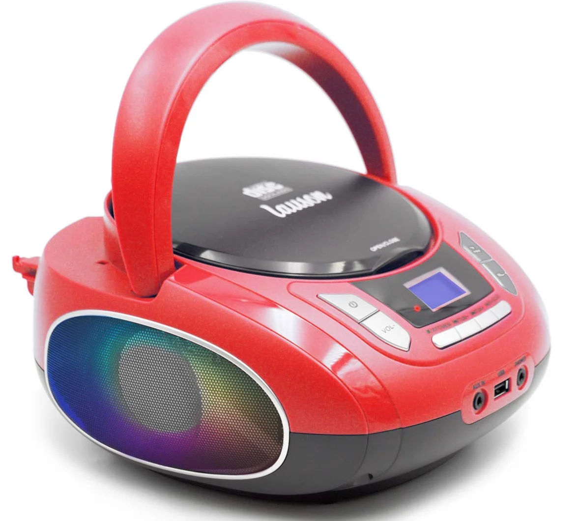 Lauson NXT966 Reproductor de CD Portátil con Bluetooth | Radio FM | Lectores de CD con Altavoz Estéreo | Entrada USB | Entrada AUX |Conector para Auriculares y Luces Disco