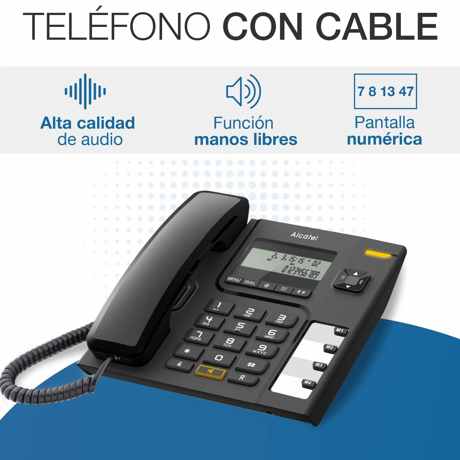ALCATEL T56 Teléfono con Cable Pantalla Digital Manos Libres Negro