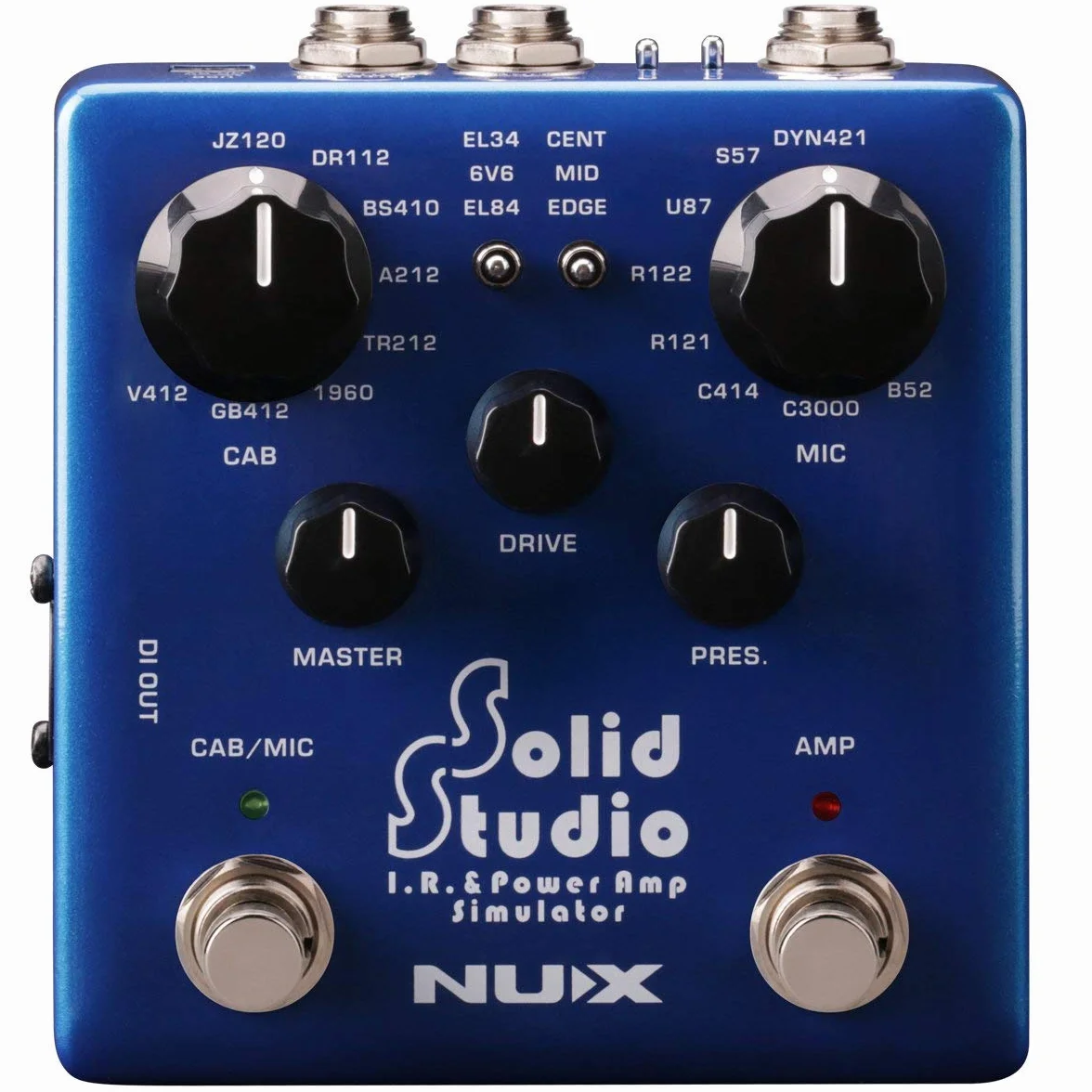 NUX Solid Studio IR Power Amp Simulador IR cargador con micrófono de gabinete integrado y posiciones de micrófono y simulador de potencia Amp con 3 tubos y controles de potencia