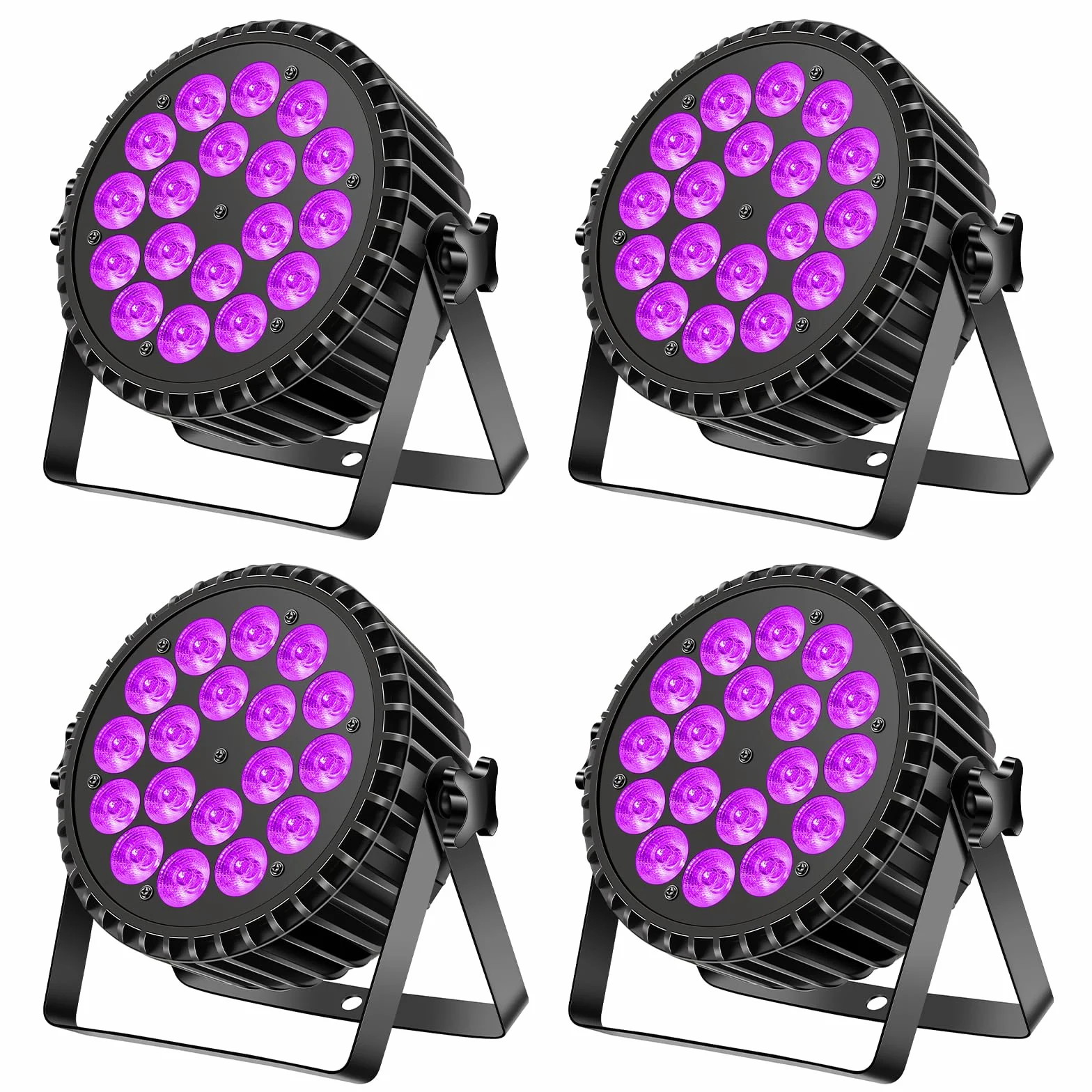 200 W 18 LED par UV+RGB luz de escenario, DMX512, luz de fiesta 8 canales, luz estroboscópica/sonido/modo activo, efecto de luz DJ para espectáculos, bares, fiestas, festivales de música