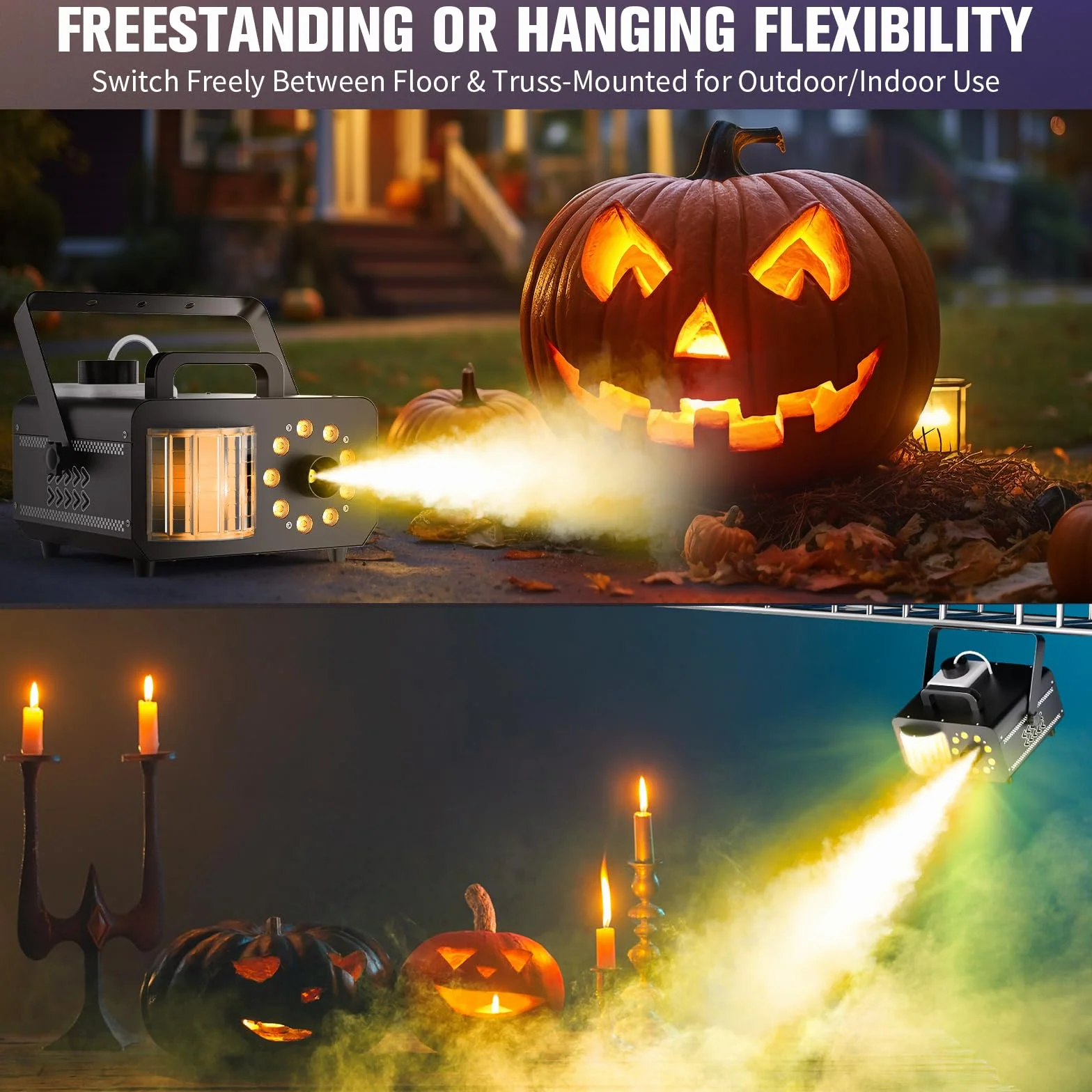 Máquina de Humo 1200W Máquina de Niebla con Control Remoto, 9 LED RGB Efectos de Luz Haz de Discoteca Fog Machine Portátil Estroboscópica 14 Colores para DJ Halloween Bodas Navidad Escenarios