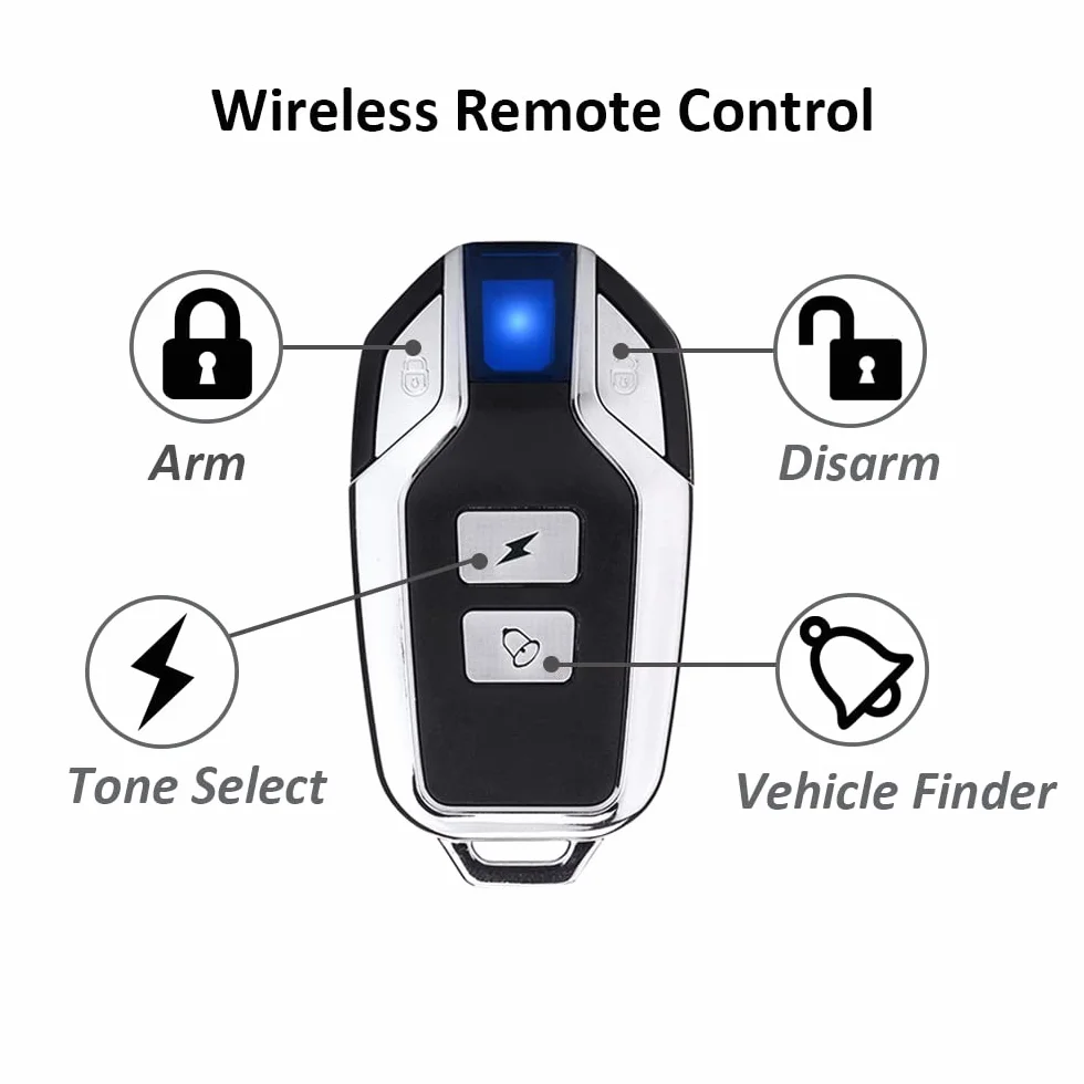 Mengshen Alarma Bicicleta Mejorada 113dB Loud Impermeable Inalámbrico Moto Alarma con Sensor Movimiento Vibración Antirrobo Remoto para la Seguridad Ciclismo (4 sensores con 2 mandos a Distancia)