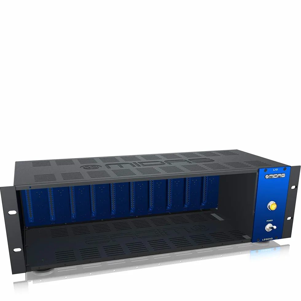 Chasis de montaje en rack Midas LEGEND L10 serie 500 para 10 módulos con enrutamiento de audio avanzado