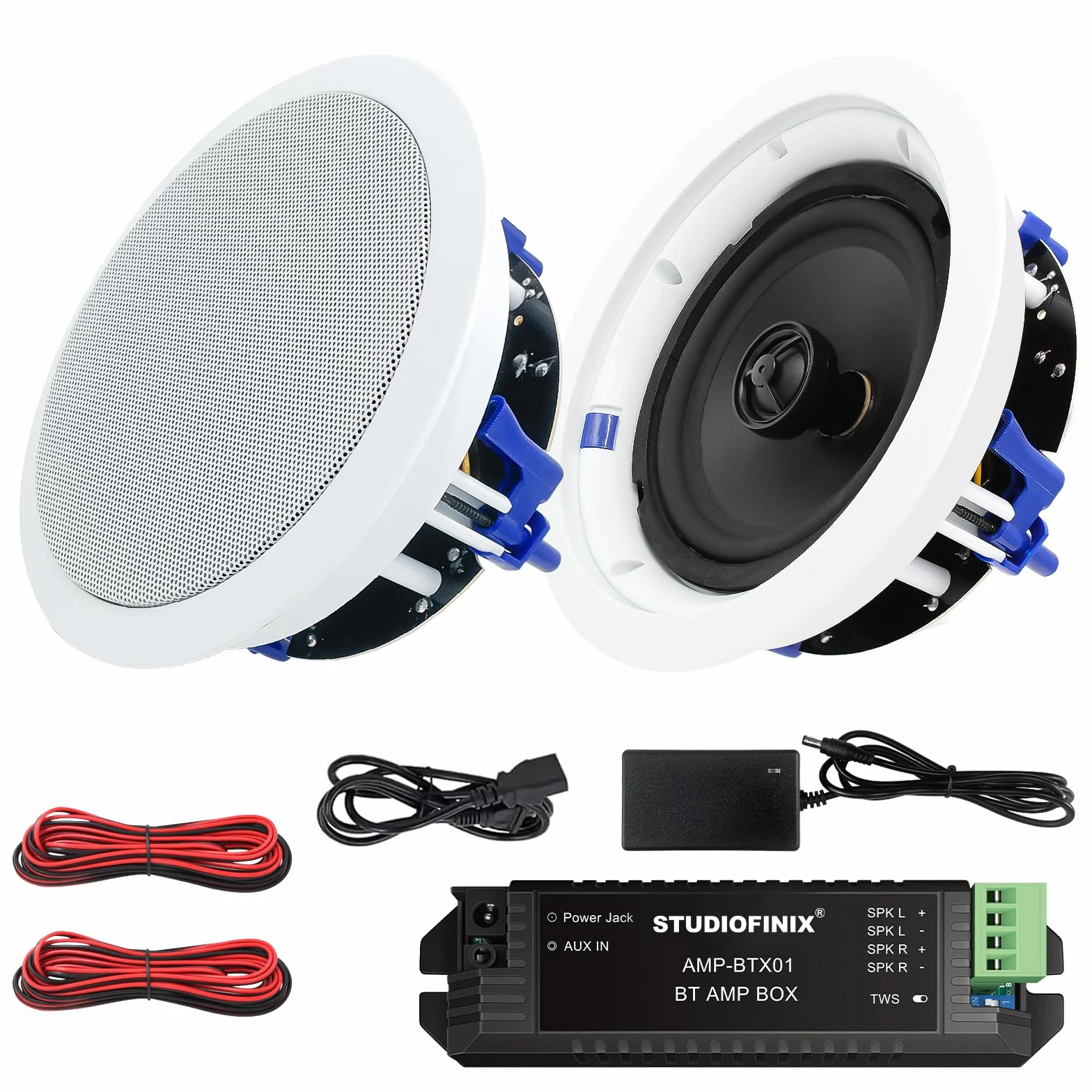 STUDIOFINIX Altavoces de techo Bluetooth 6.5 pulgadas 320 W 2 vías montaje empotrado sonido completo