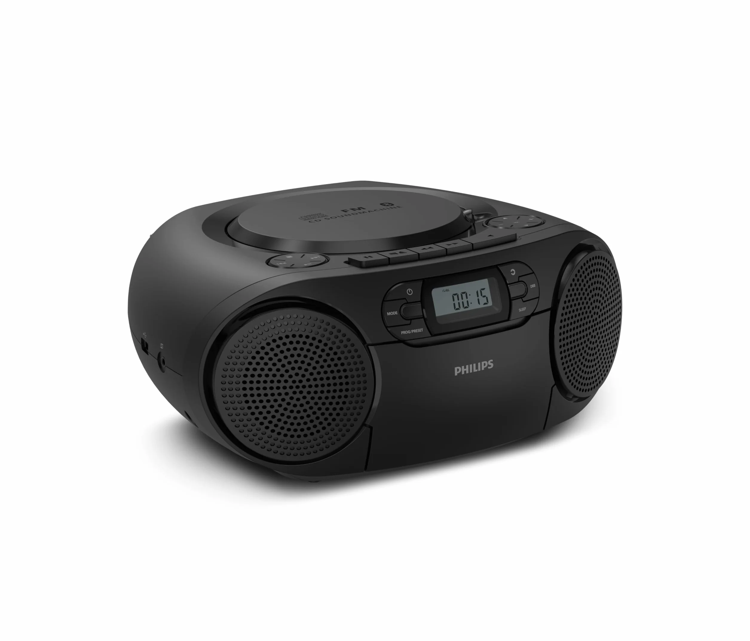 Philips TAZ2200 Reproductor CD portátil y de Casete, Radio FM, Bluetooth 6.0, Reproducción USB, Entrada Audio, Graves dinámicos, Altavoces estéreo de 6W, Corriente/batería, Asa de Transporte – Plata