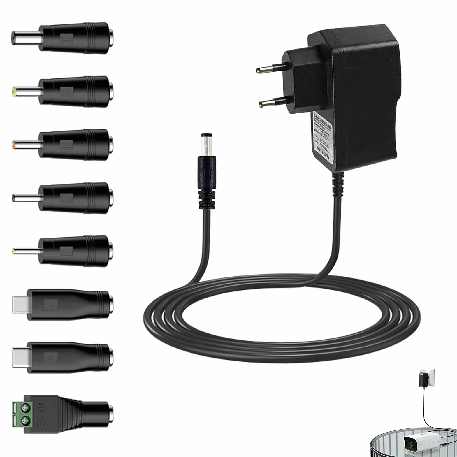 Adaptador Convertidor AC 100-240V a 7,5V 1A 1000mA Cargador EU 5,5 x 2,5mm, Fuente de Alimentación Universal para Dispositivos 7,5V como Cámaras CCTV, Hubs USB, Luces LED, Tablets y más