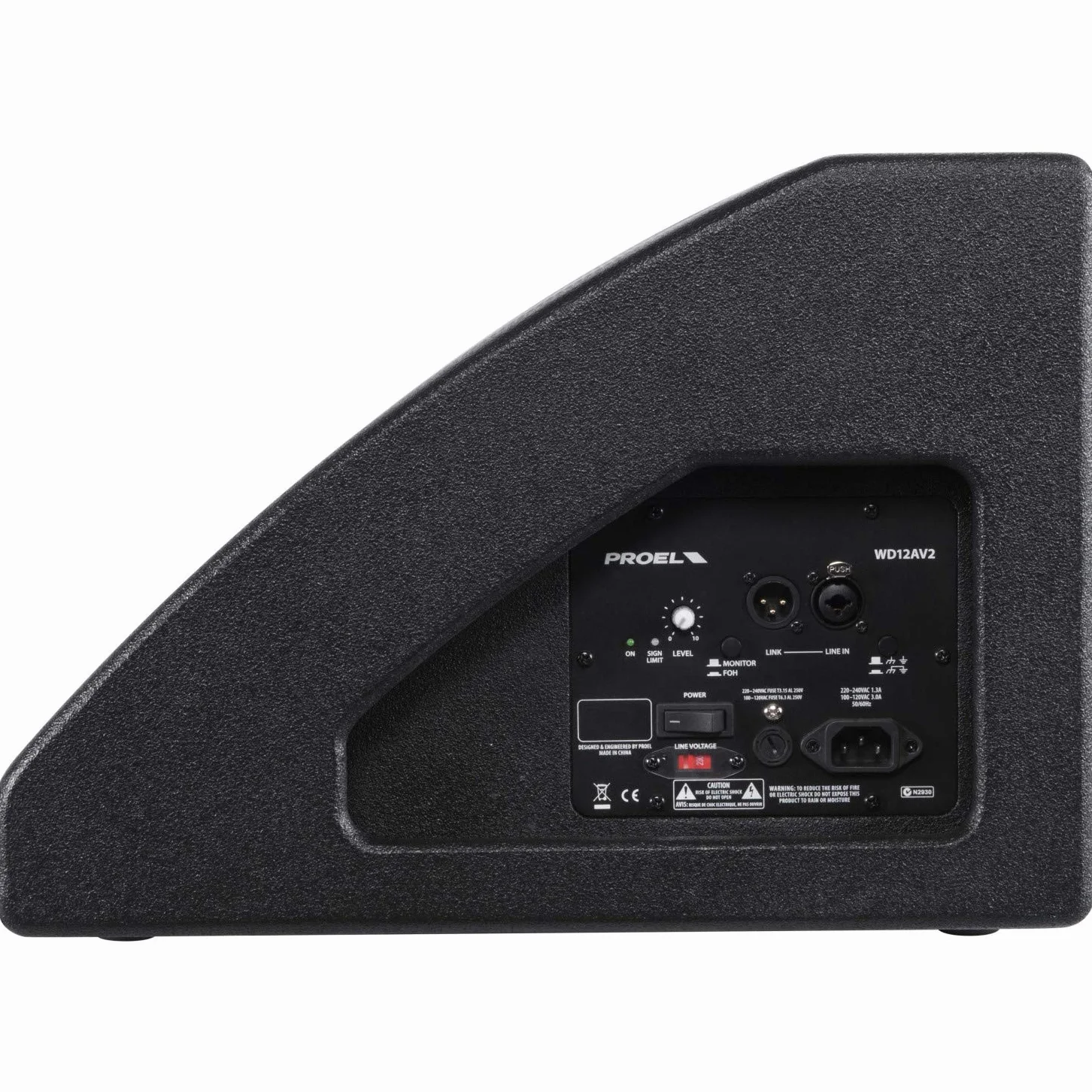 PROEL WD12AV2 Monitor Profesional Audio de Escenario Activo de Dos vías coaxial 350 W de Potencia Total (Pico de 700 W), Negro