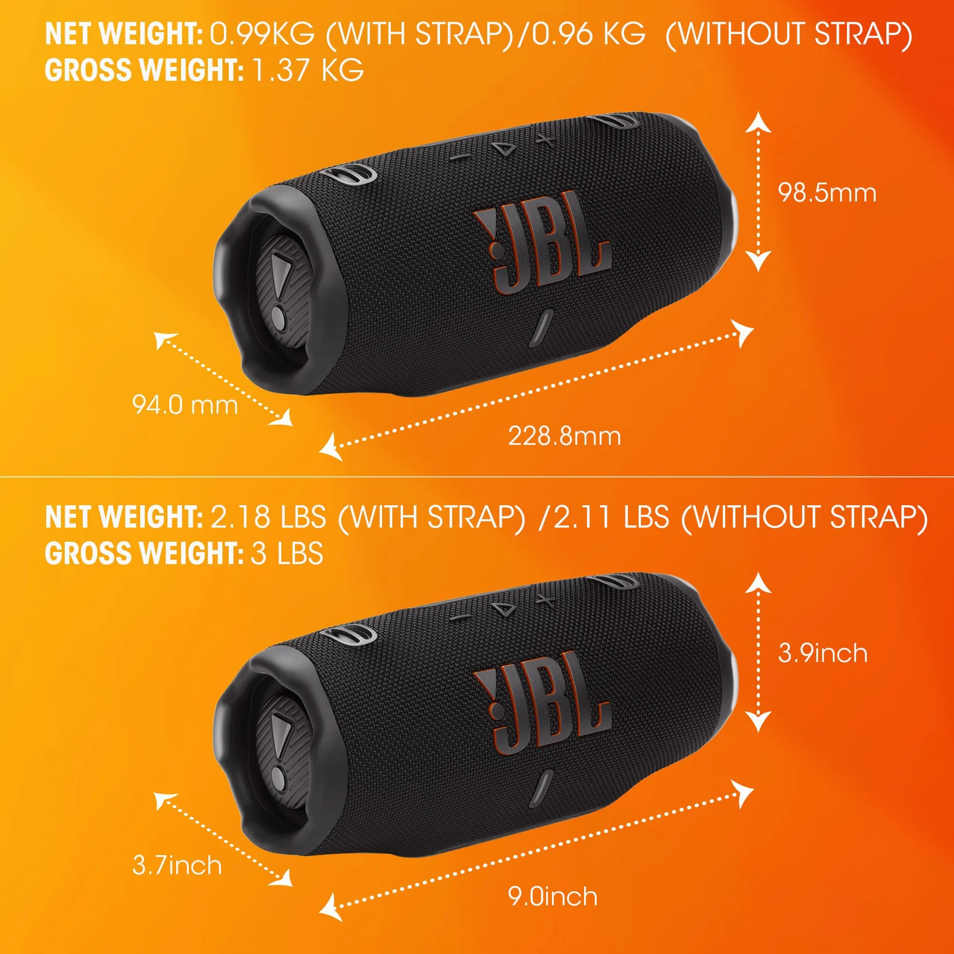 JBL Charge 6 Altavoz Bluetooth Portátil Inalámbrico IP68 28h Batería Sonido JBL Pro AI Sound Boost Negro