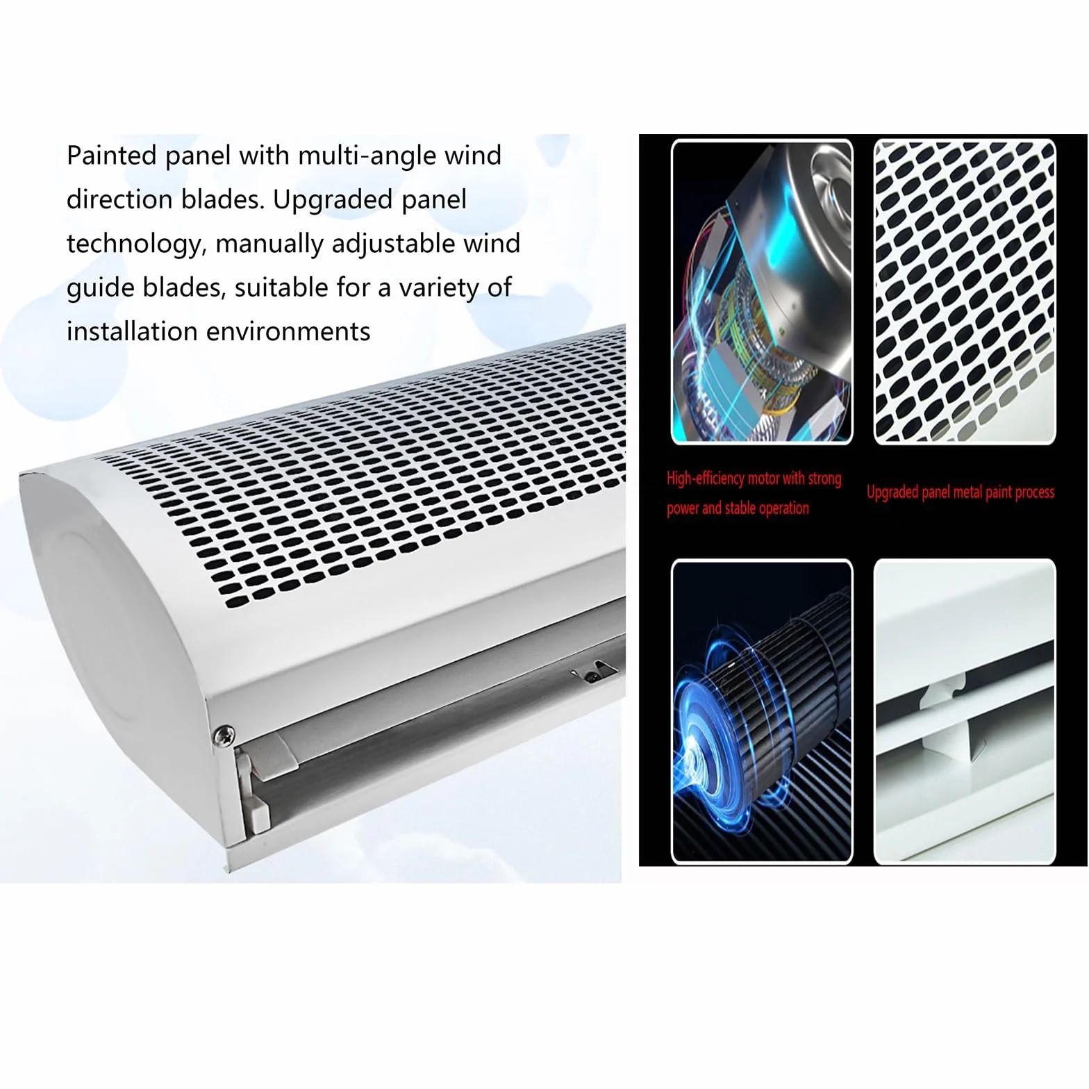 Máquina comercial de cortina de aire silenciosa, varios tamaños for elegir, cortina de aire con cabezal de puerta protectora (blanca)(150cm(59inch))