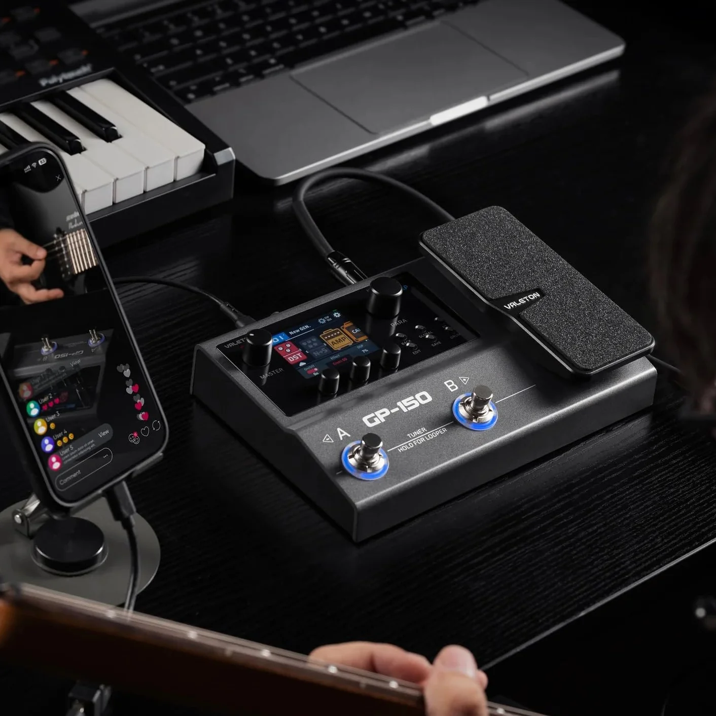 Valeton GP-150 Procesador multi-efecto para guitarra con pedal de expresión, más de 200 efectos, modelado NAM SnapTone, cargador infrarrojo, loop, caja de ritmos, interfaz de audio USB