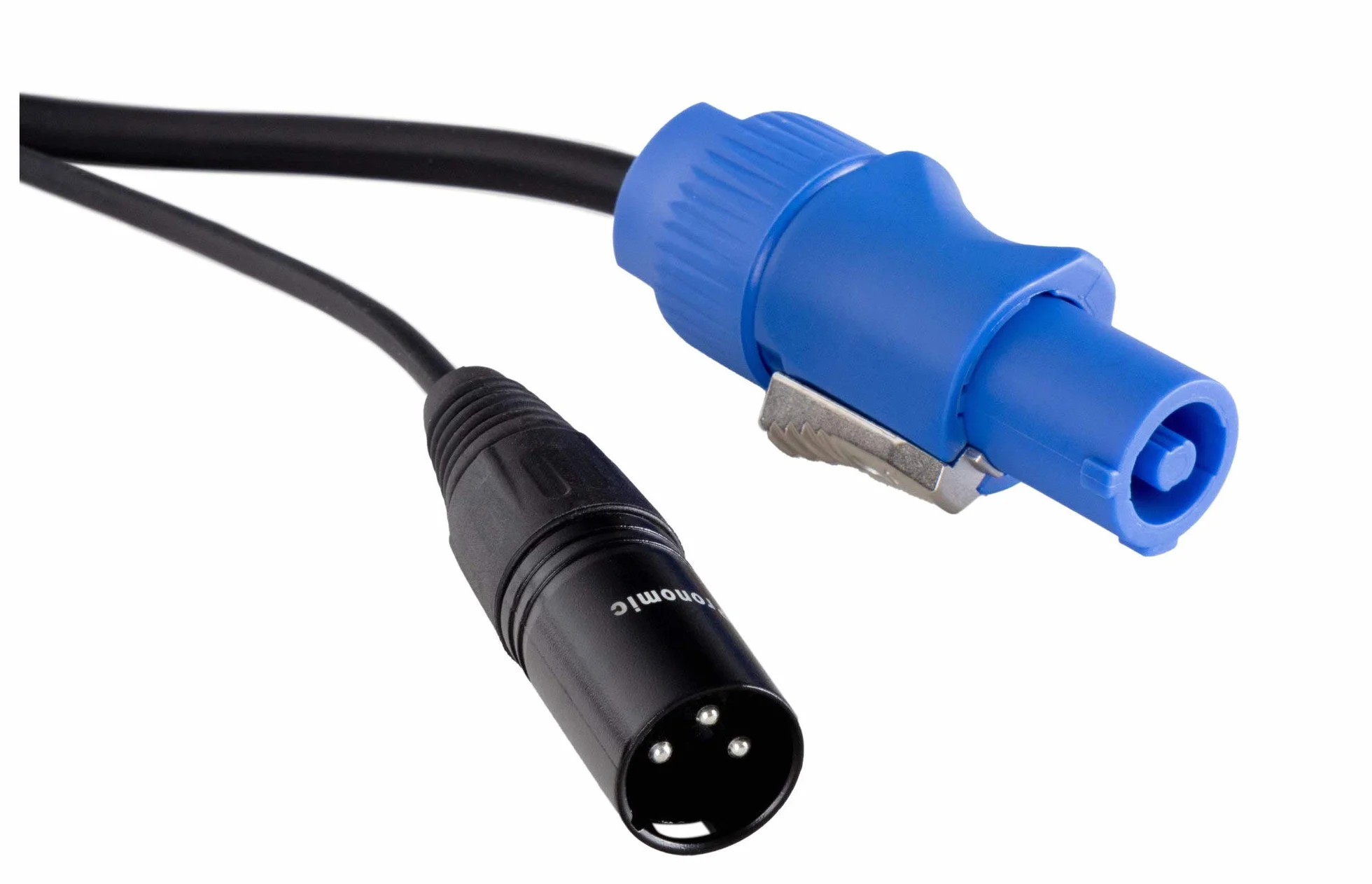Pronomic Stage EUPPX-10 Cable Híbrido Euro/Powerplug/XLR Juego de 2 - Longitud: 2,5 m - Cable combinado para altavoces activos - Alimentación y señal en uno - Compatible con Powercon/Schuko - negro
