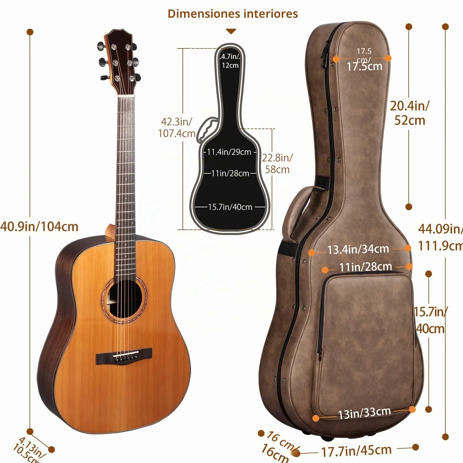 CAHAYA Funda para Guitarra acústica de 40 y 41 Pulgadas