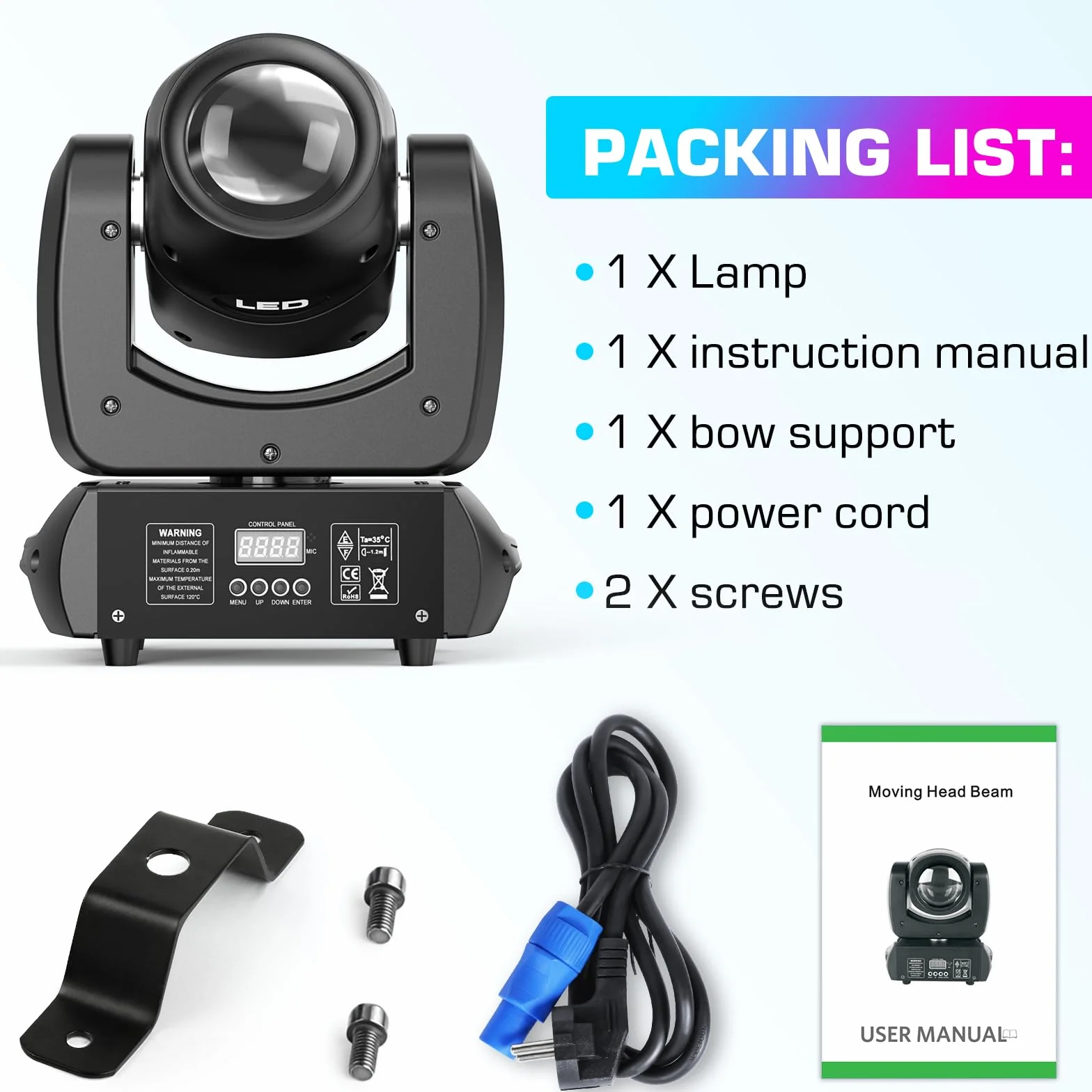 100W Cabeza Móvil RGBW LED Moving Head con 18 Prisma Escenario luz Foco Luces de Discoteca para Fiesta Disco DJ Club Show Bar Boda