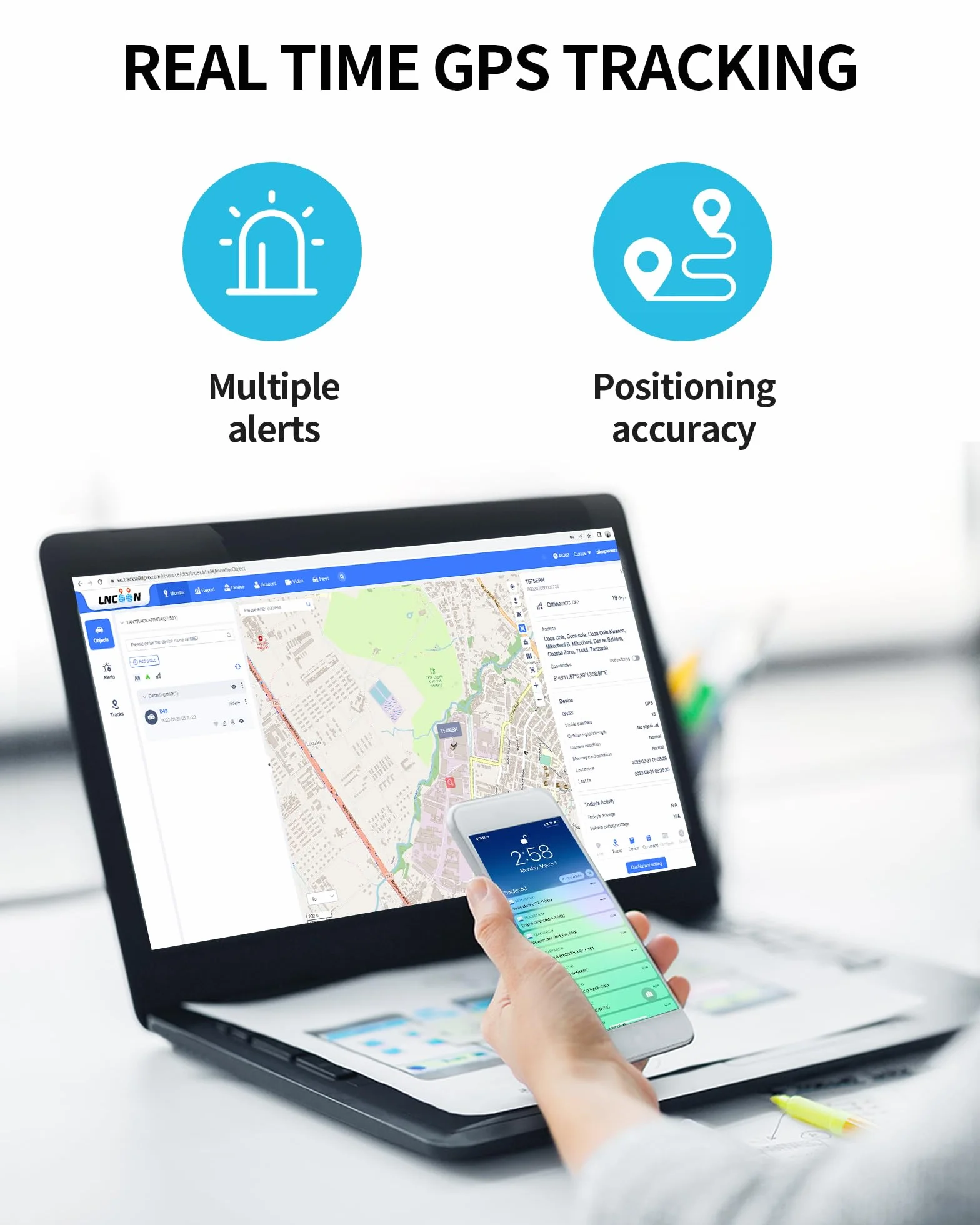 LNCOON Rastreador GPS para ehículos, localizador OBD 4G LTE, Velocidad y Kilometraje en Tiempo Real, Geocercado, Alertas de Accidentes, Dispositivos de Rastreo Ocultos para Autos, Activos o Flotas