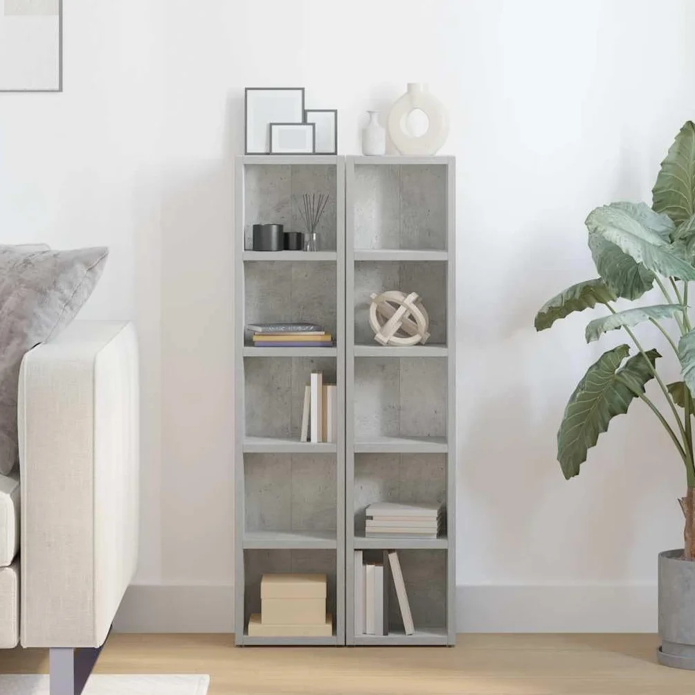 vidaXL 2X Estantería de CDs Armario Estante de Pie Almacenamiento Almacenaje Mueble Libros Práctico Decorativo Casa Hogar Gris Hormigón Contrachapada