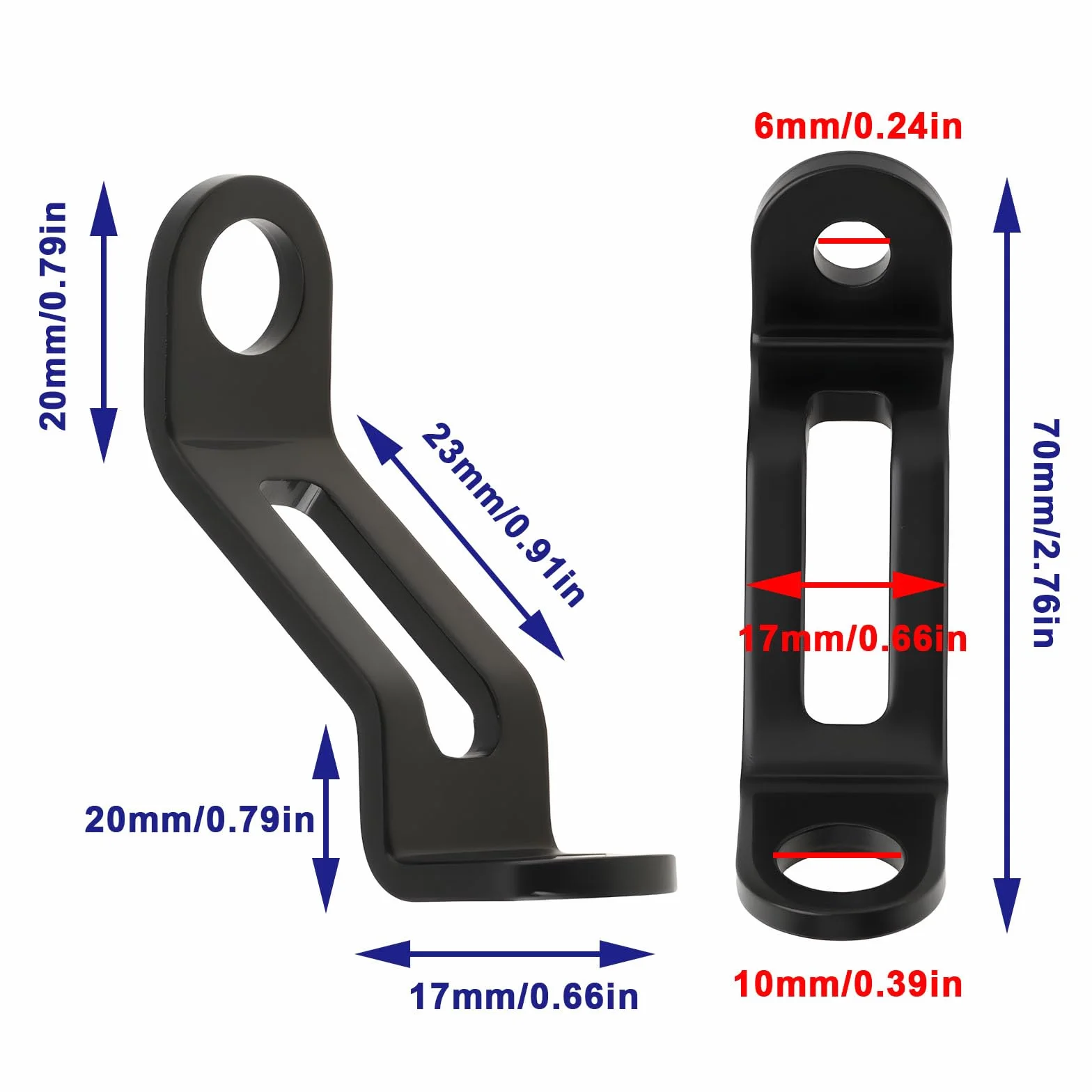 Soportes para Depósito de Aceite de Freno de Motocicleta 70 X 17 mm Negro