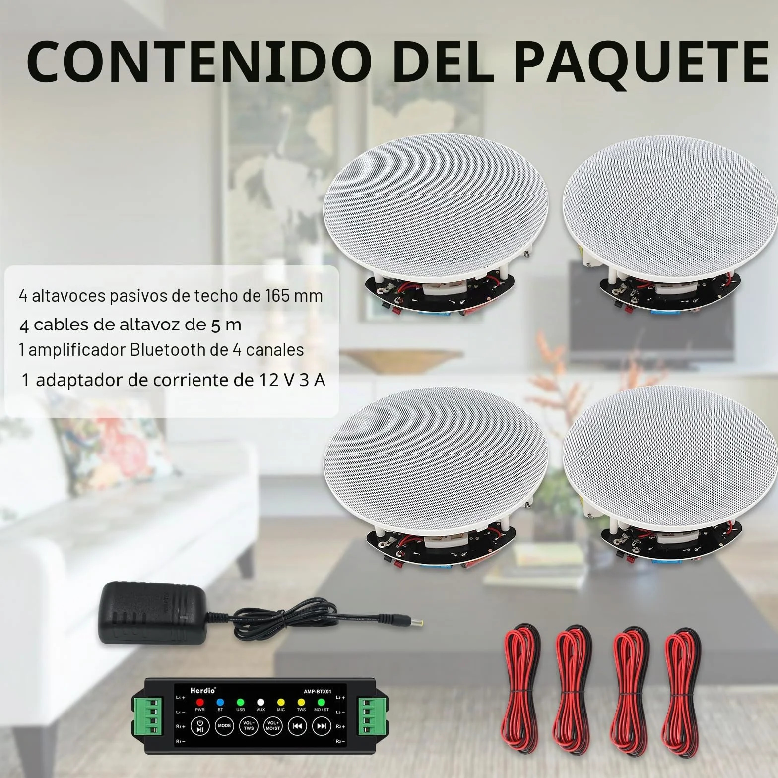 Herdio Altavoz de Techo 6,5 Pulgadas, Sistema de Altavoces Integrado para Cocina, Dormitorio
