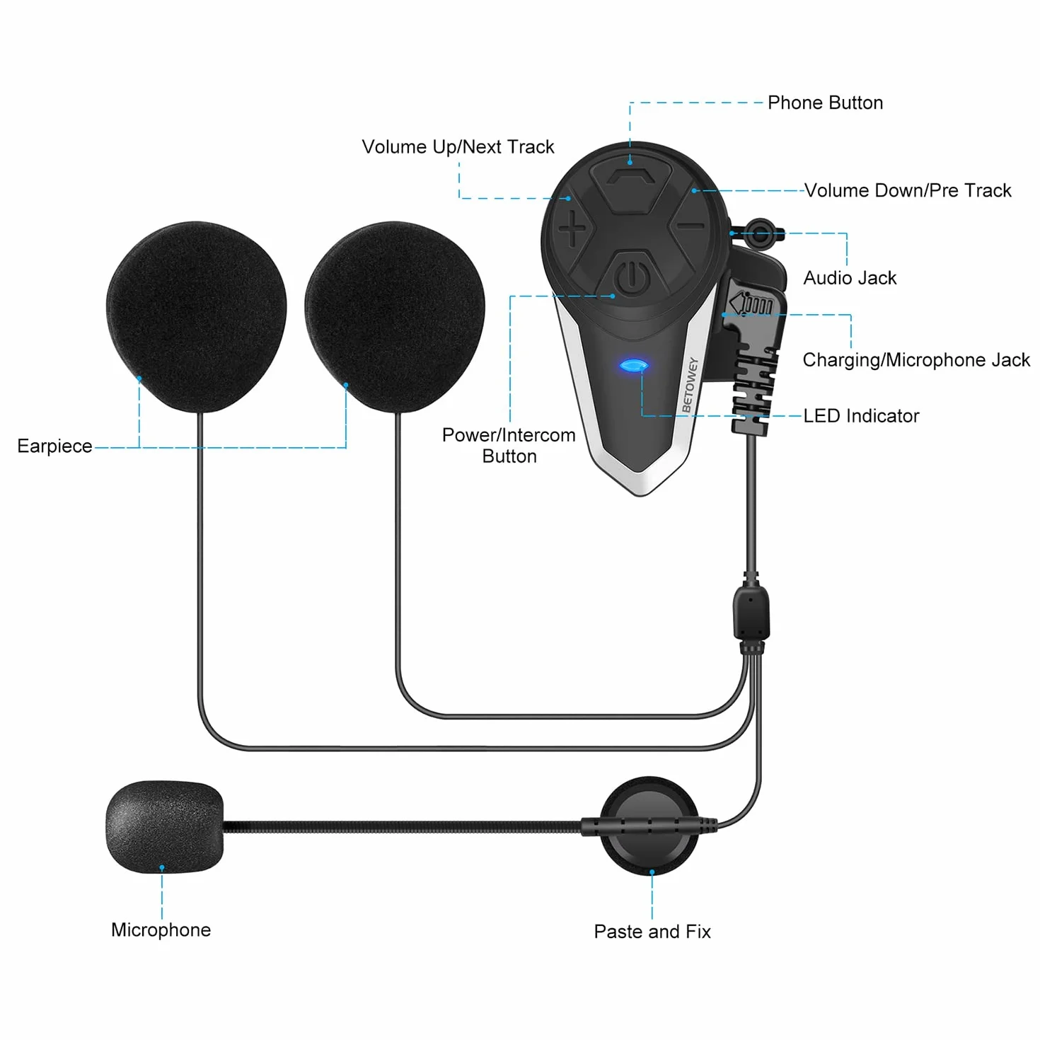 Intercomunicador Casco Moto BT-S3 V5.0 Bluetooth Manos Libres 1000m