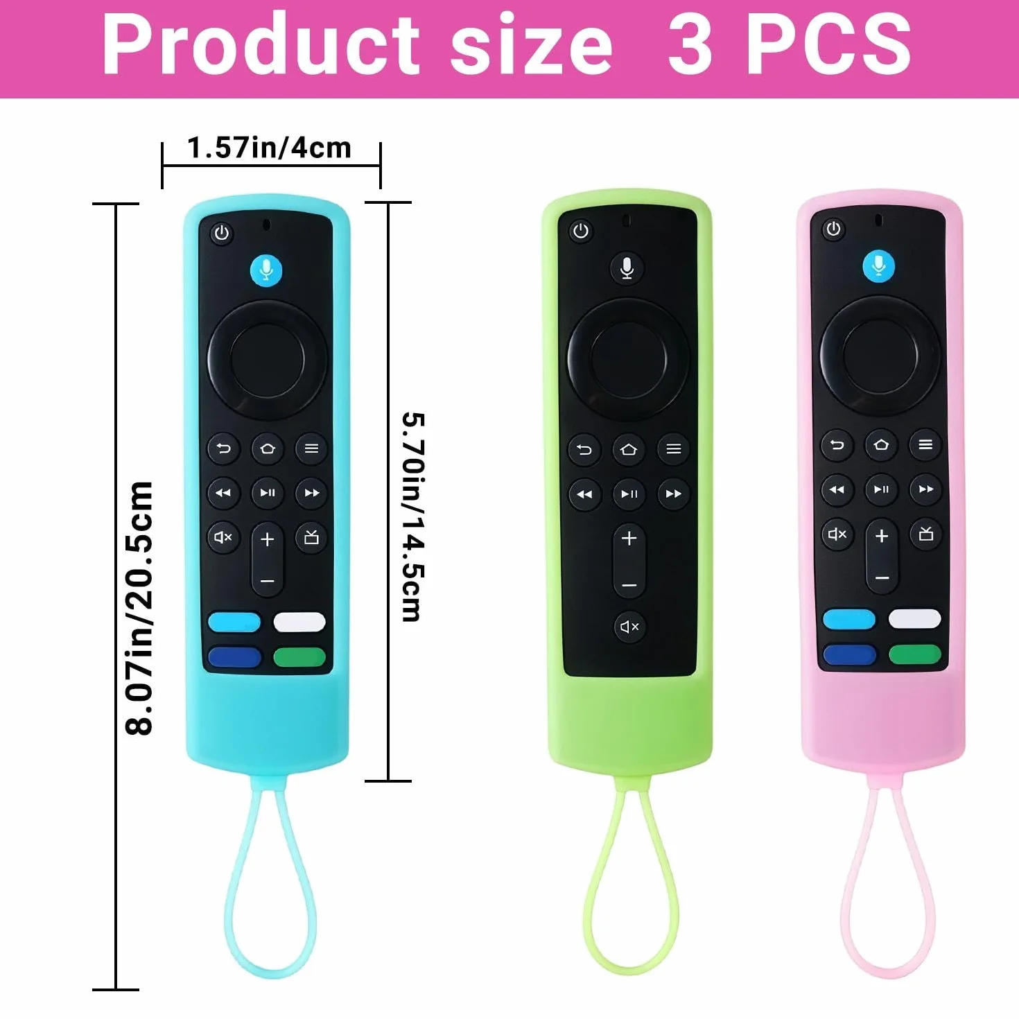 Funda Protectora De Control Remoto De TV De 3 Piezas, Silicona Luminosa con Cordón, Universal Anticaídas Y Antideslizantes