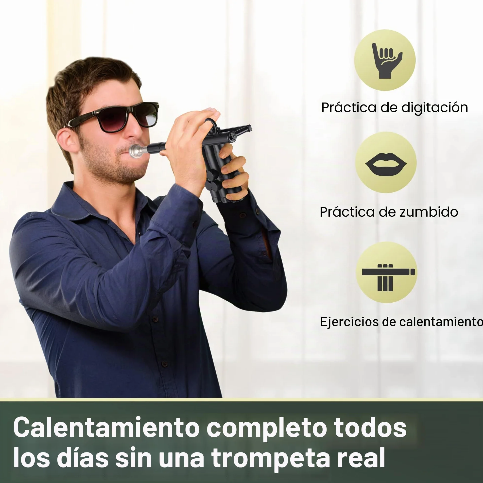 PAMPET - Dispositivo de entrenamiento para trompeta Si bemol, Negro