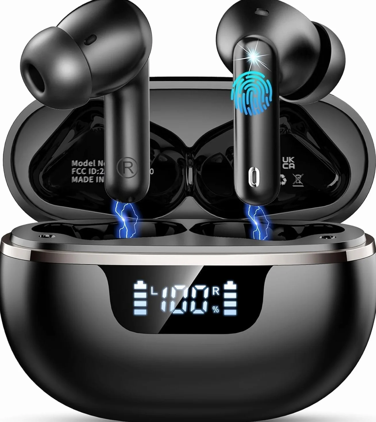 2026 Auriculares Inalambricos Bluetooth, Cascos Inalambricos Bluetooth 5.4 HiFi Estéreo, 45 Horas Auriculares inalámbricos con ENC Cancelacion Ruido, IP7 Impermeable/Pantalla LED/Carga Rápida Tipo-C