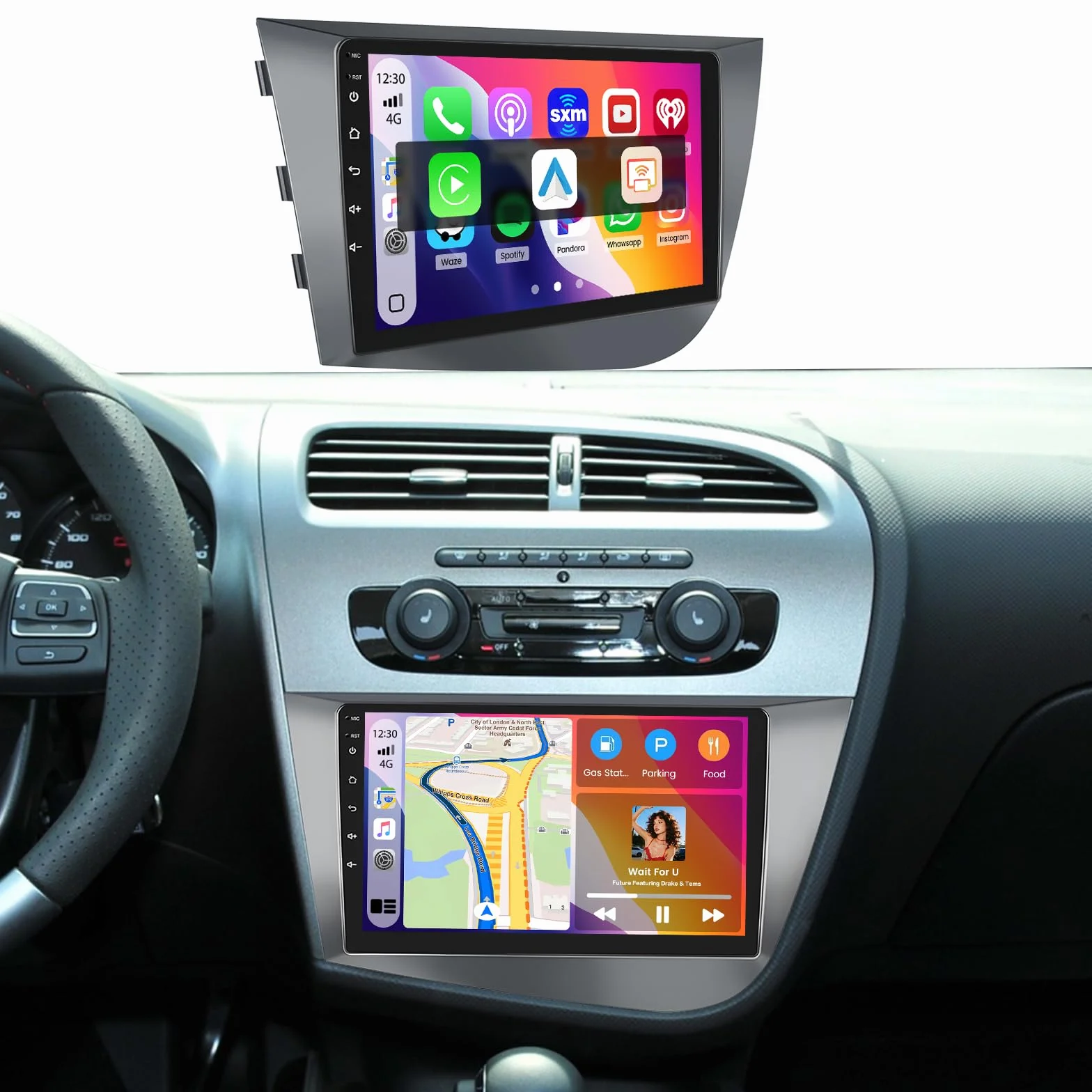 Inefala Radio Coche 2 DIN Android 15 2+64GB para Seat Leon MK2 2005-2012, Radio Coche Bluetooth con Pantalla 9 Pulgadas CarPlay sin Cables y Android Auto GPS WiFi FM/RDS SWC USB Cámara Trasera Mic