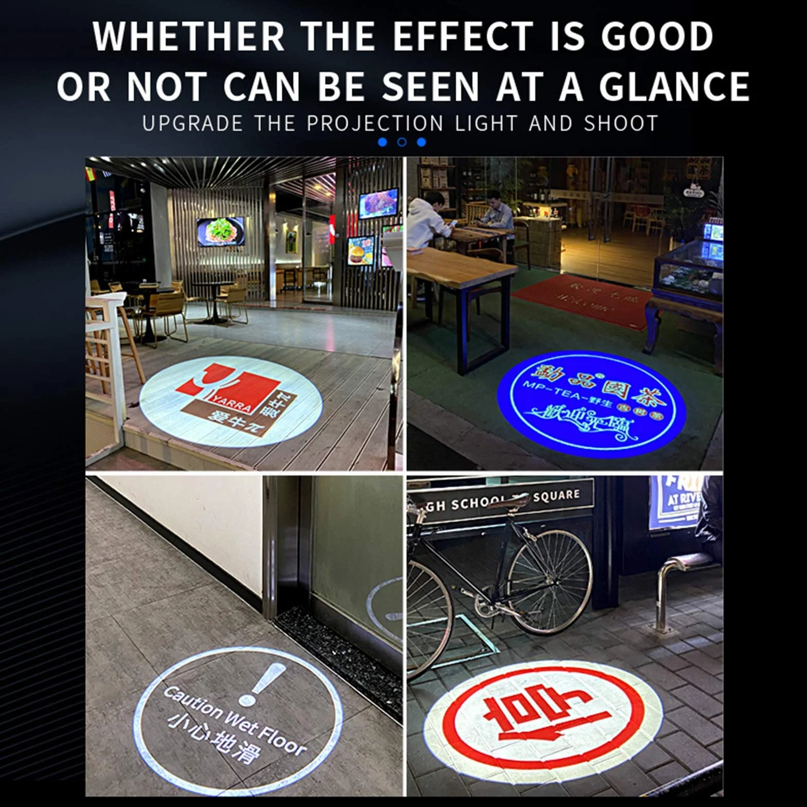 Proyector LED Publicidad Proyección de proyección USTOM Imagen Gobo Logo Proyector para uso en interiores Hotel Restaurante Publicidad Signs, Control remoto,Plata,25W
