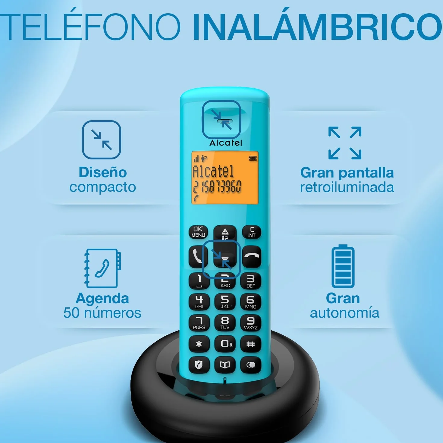 ALCATEL E160 Teléfono inalámbrico DECT Azul