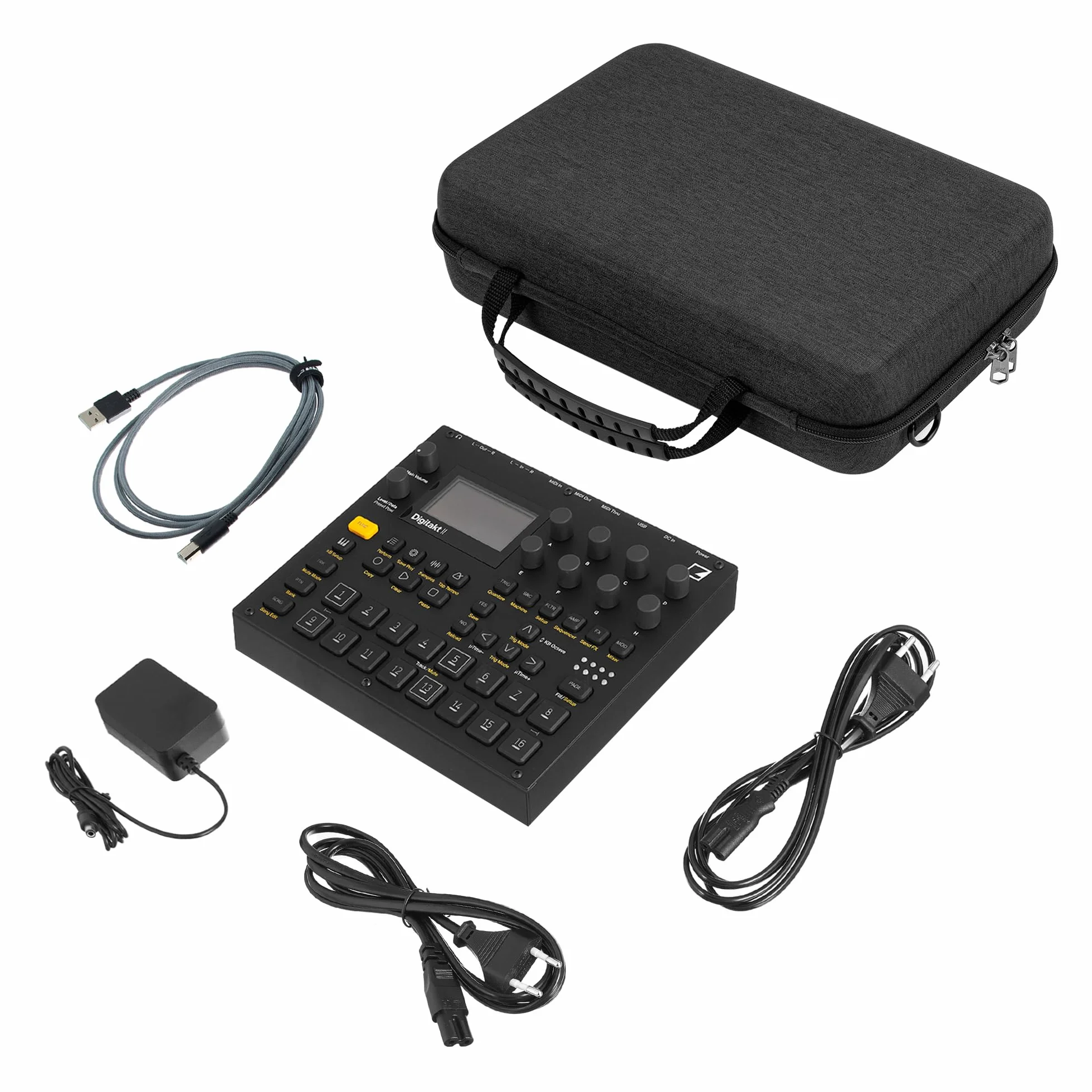 GEEKRIA Funda rígida de viaje, compatible con Elektron Digitakt II/Digitone II/Syntakt 12/Analog Heat MKII, bolsa de transporte de muestras de audio (gris oscuro)