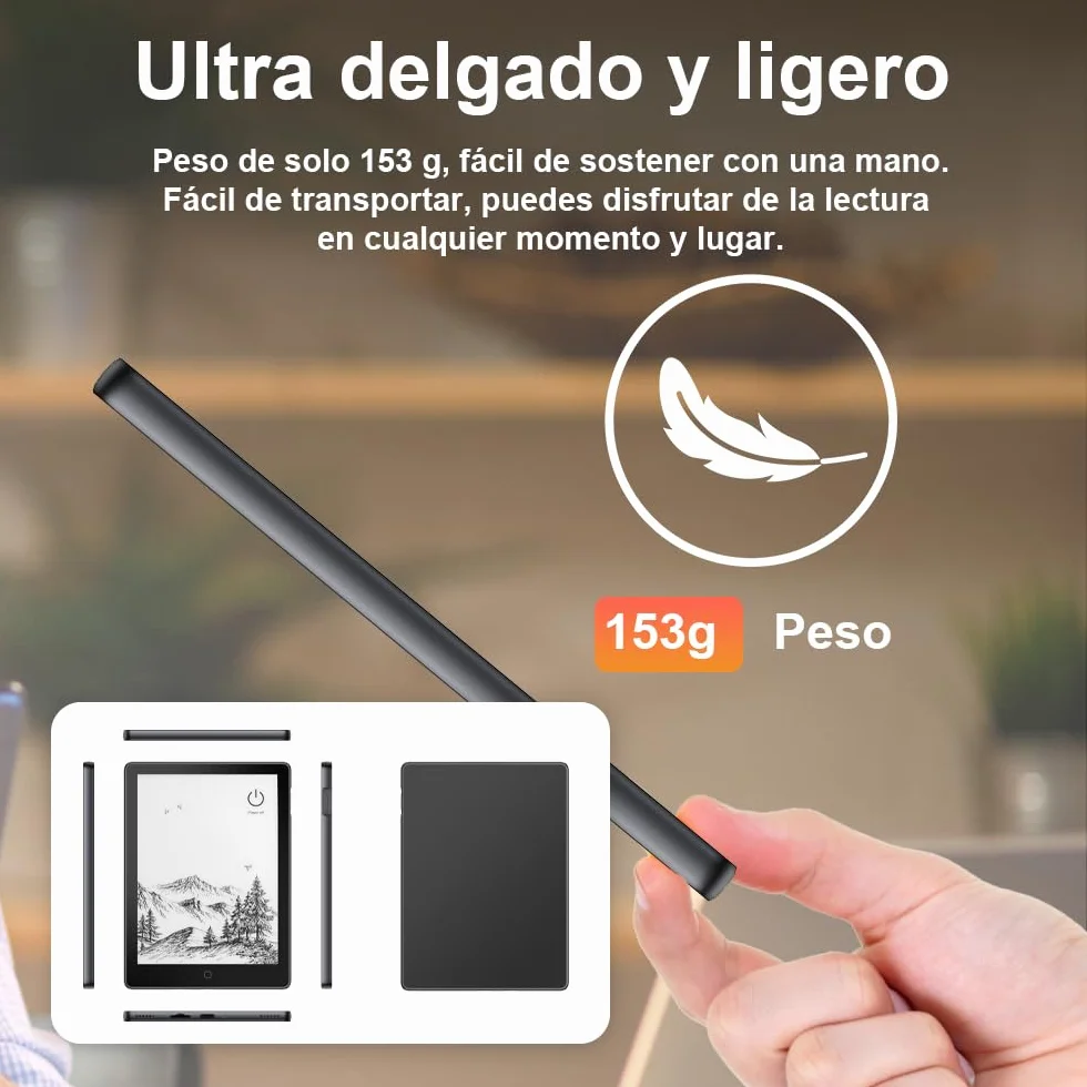 Veidoo Lector de libros electrónicos 6 pulgadas 32 GB 758x1024 212 DPI luz ajustable Android altavoz