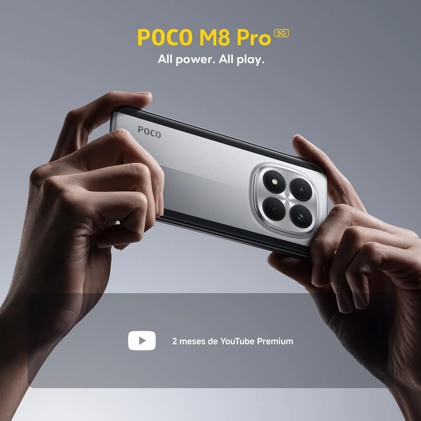 XIAOMI POCO M8 Pro 5G - Smartphone de 8+256GB, Pantalla de 6,83" 1.5K AMOLED, Snapdragon 7s Gen 4, cámara de 50MP, Hypercharge 100W, Cargador no Incluido, Negro (Versión ES)