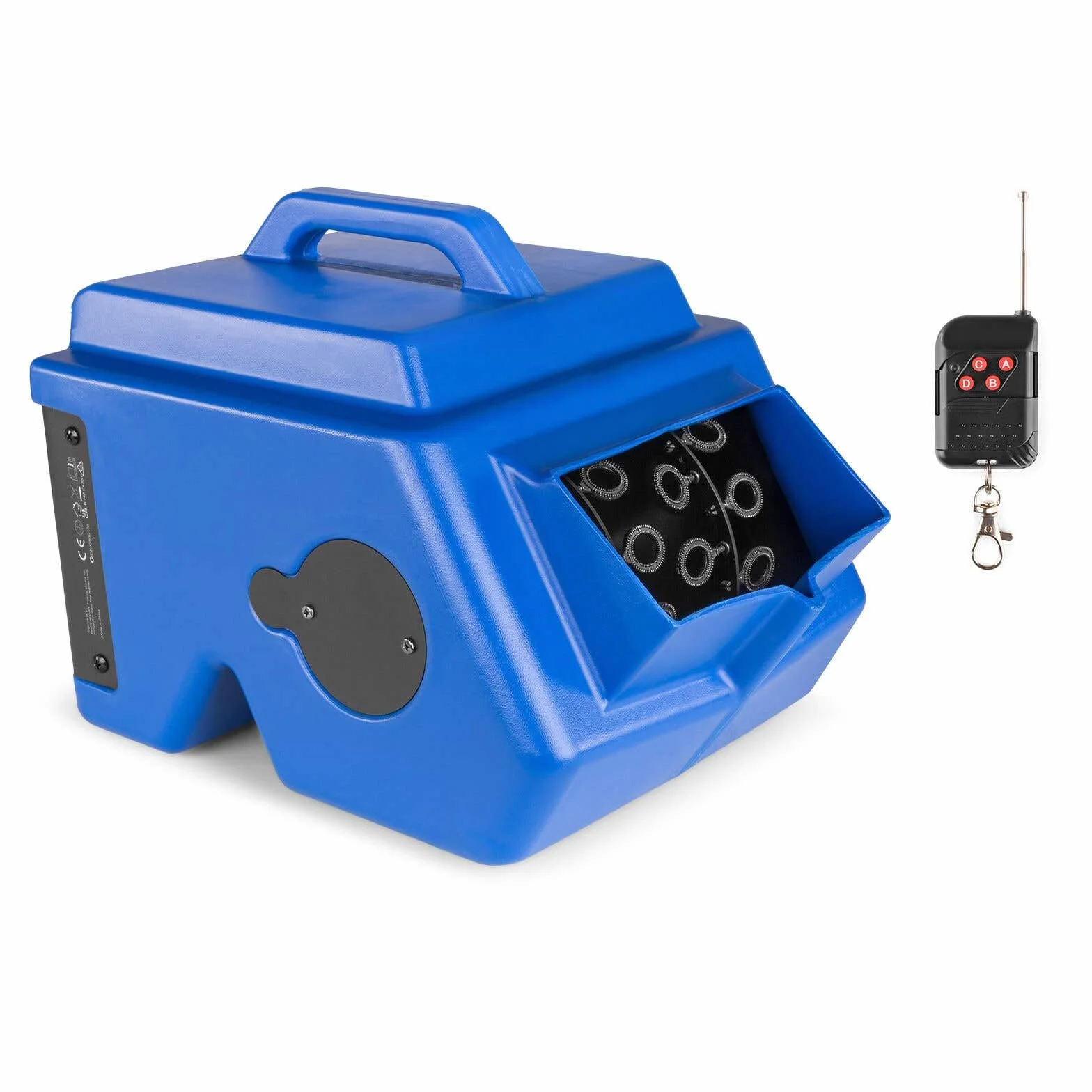 BeamZ B1500 máquina de burbujas profesional con 2L de líquido incluido, doble rueda, 2 ventiladores, control remoto, depósito 2L, ideal para fiestas, eventos y espectáculos