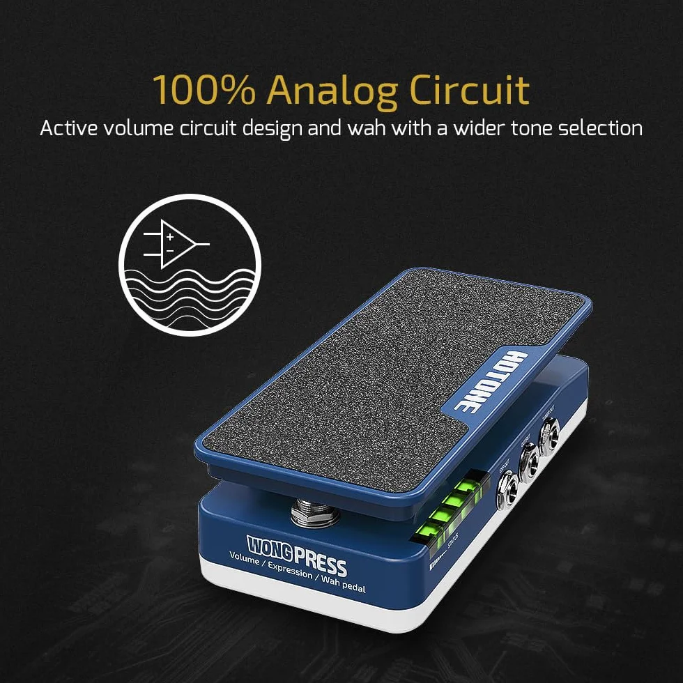 HOTONE Cory Wong Signature Press Pedal 4 en 1 Conmutable Wah & Volumen Activo & Expresión Pasiva Pedal de Efectos con Indicadores Visibles de la Posición del Pedal