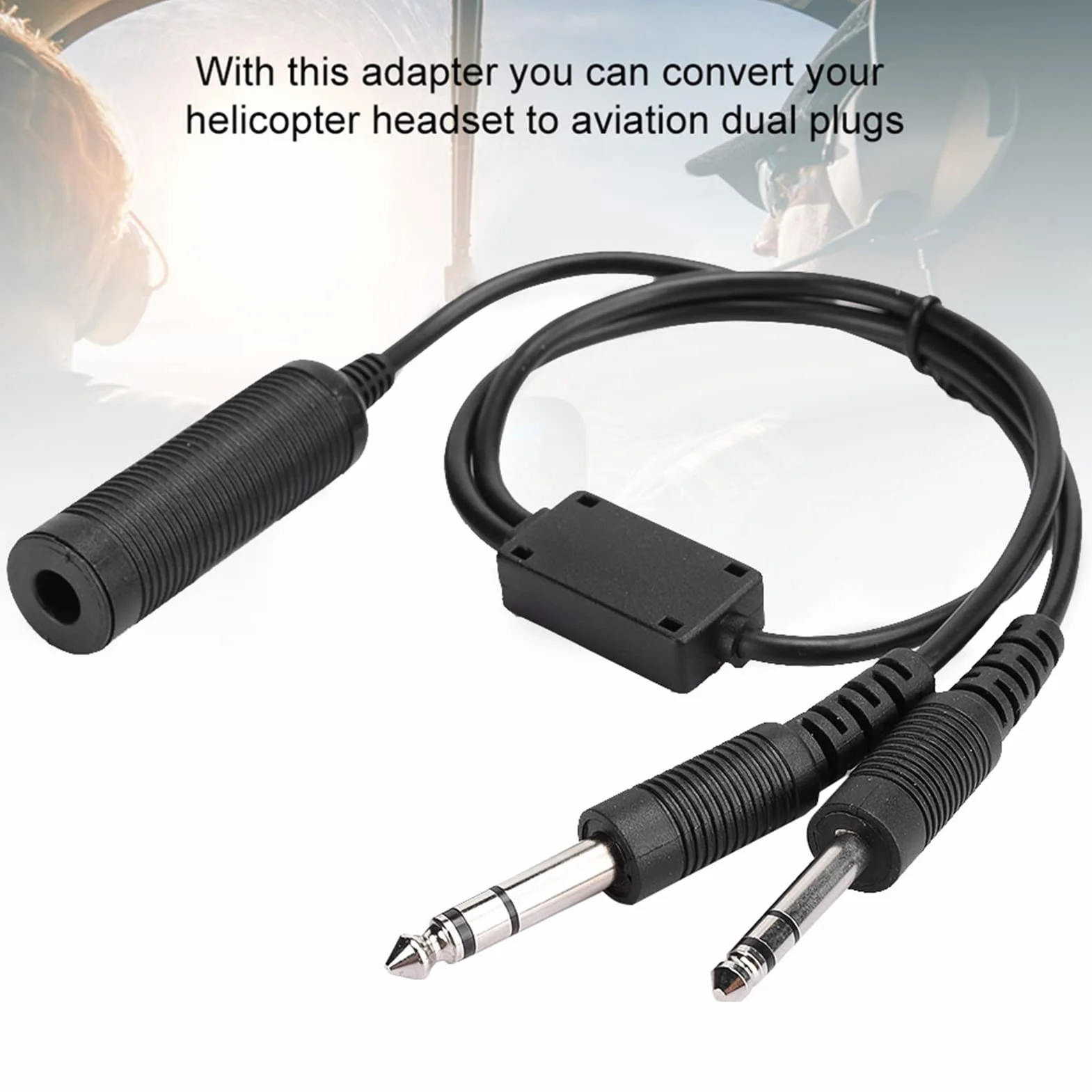 Helicóptero U174 a Dual GA Twin Plug Adaptador para A20 Auricular Avión David Clark Cable Avión Radio Piloto Militar 18253g Adaptador Suministros Adaptador
