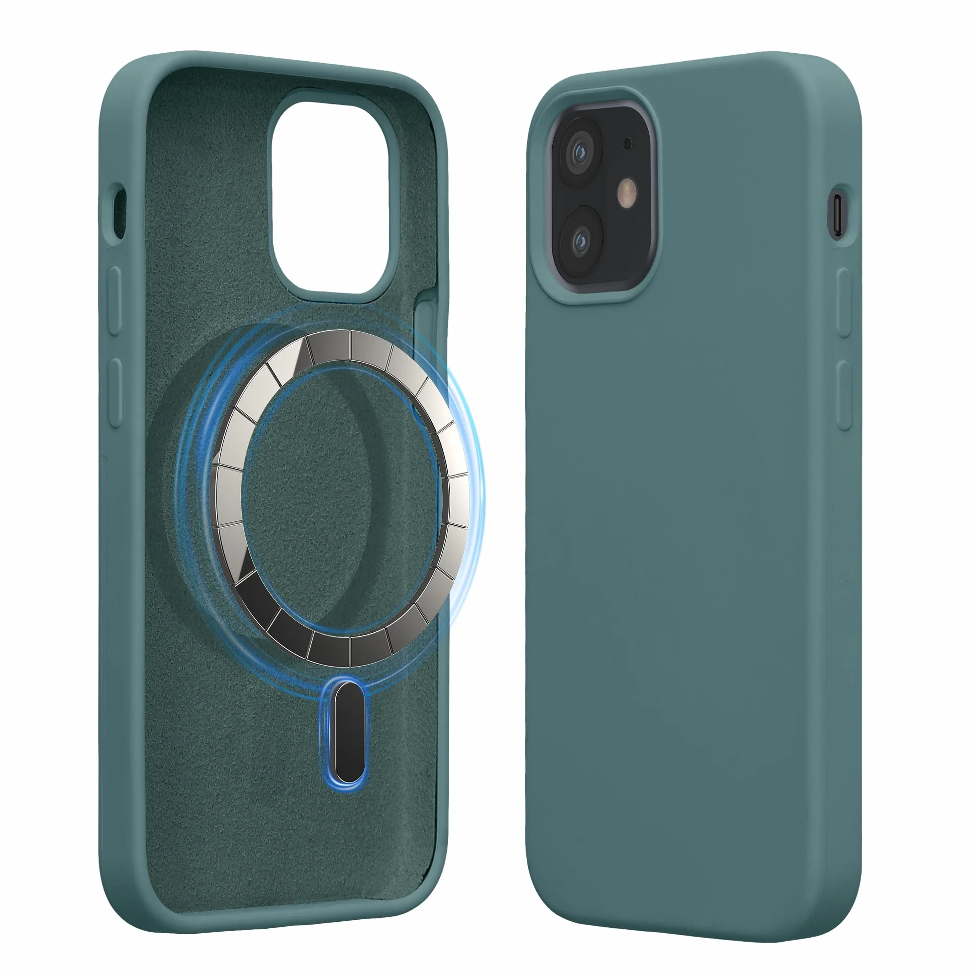 kwmobile Carcasa Compatible con Apple iPhone 12 Mini Funda magnética Compatible con MagSafe de TPU y Silicona - Noche ártica