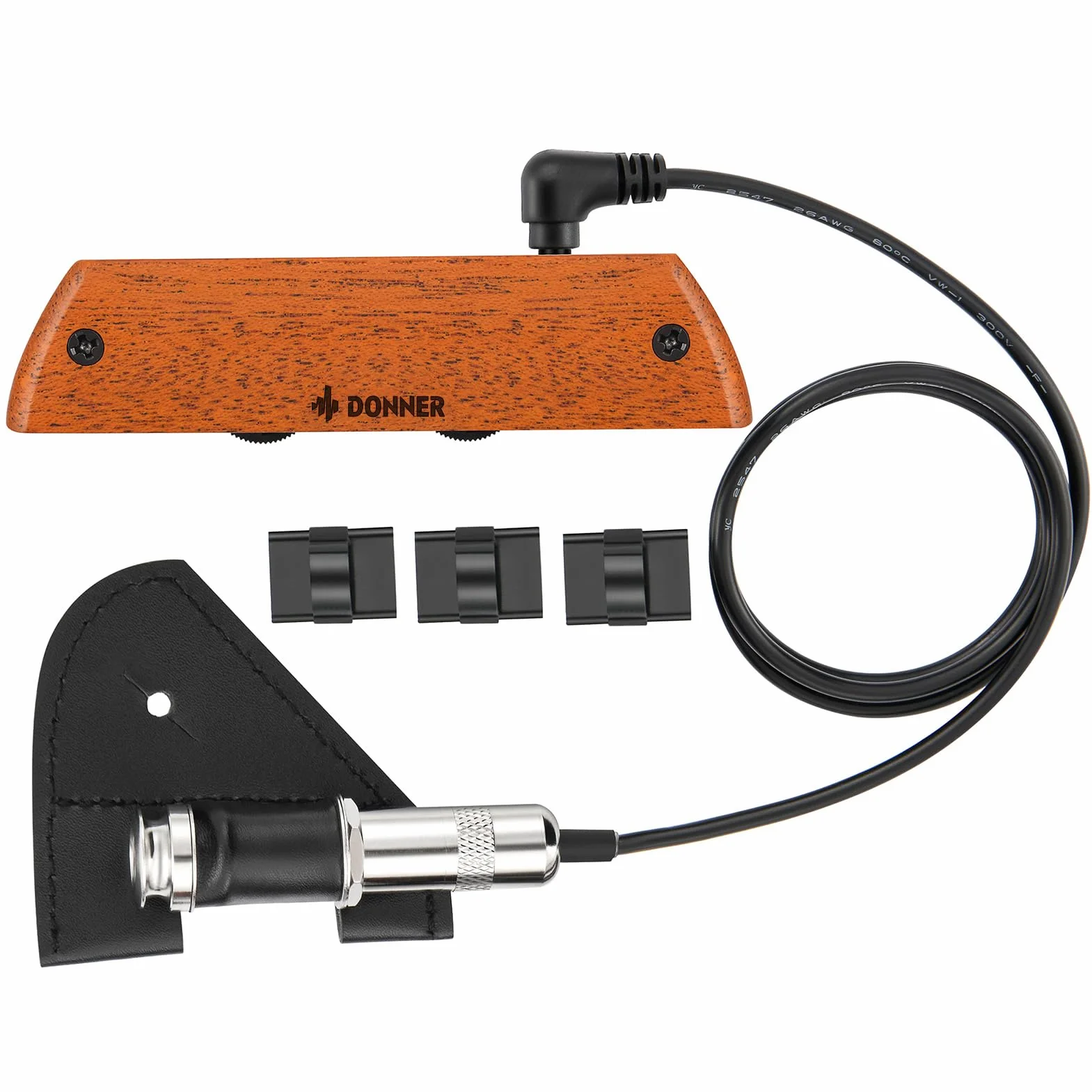Pastilla para Guitarra acústica Donner, Pastilla pasiva de Caoba para Boca de Guitarra con humbucker y Control de Volumen y Tono, Compatible con diámetros de Boca de 3,8” a 3,94”