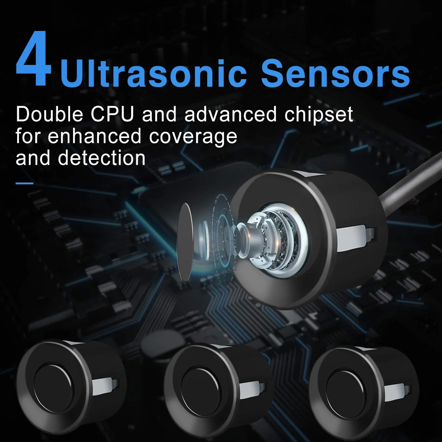 Sensores de Aparcamiento, Aolead Sensor Aparcamiento Coche Radar Reserva con 4 Sensores y Bibi Alerta de Sonido - Negro