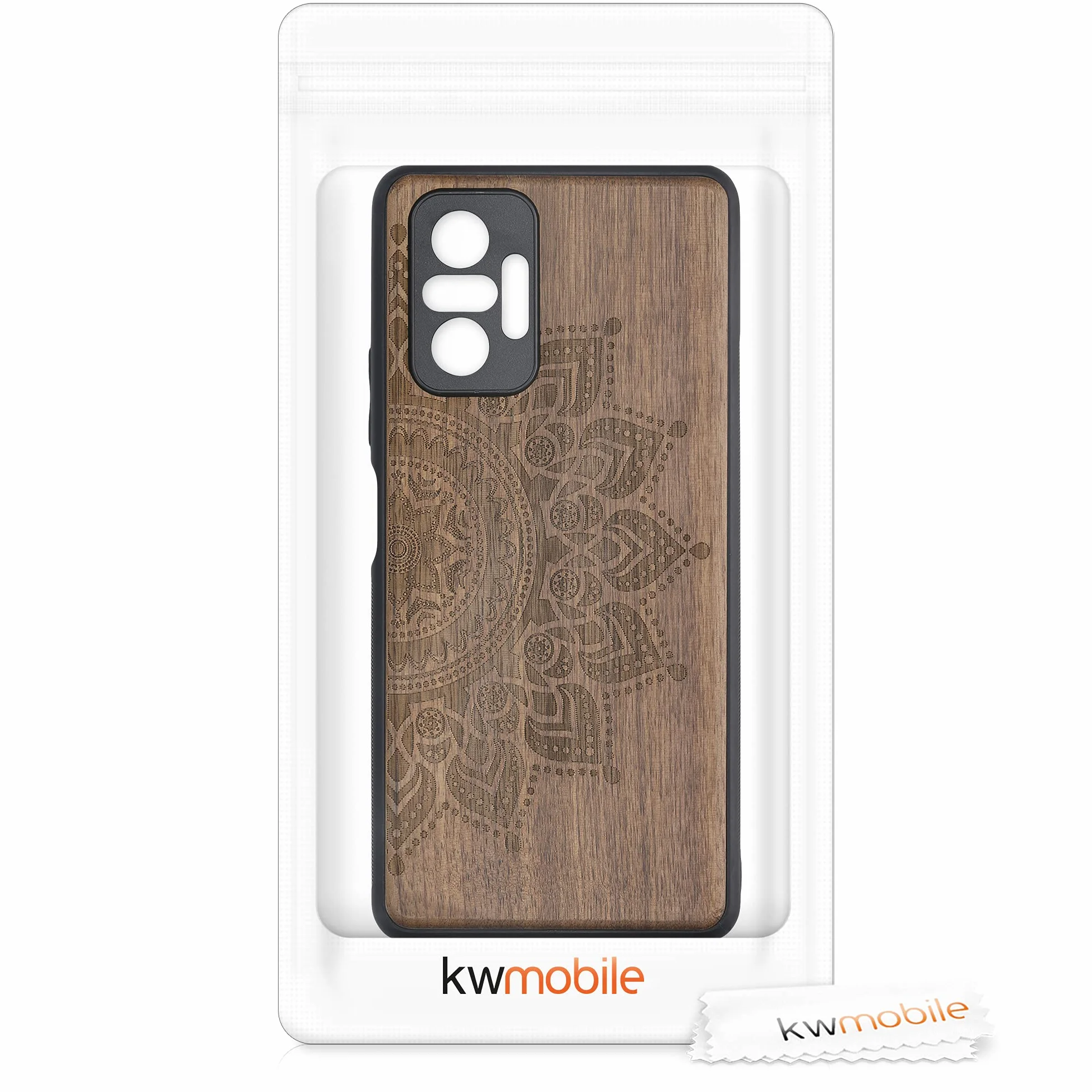 kwmobile Carcasa Xiaomi Redmi Note 10 Pro Funda Madera Bumper Antigolpes Sol Naciente