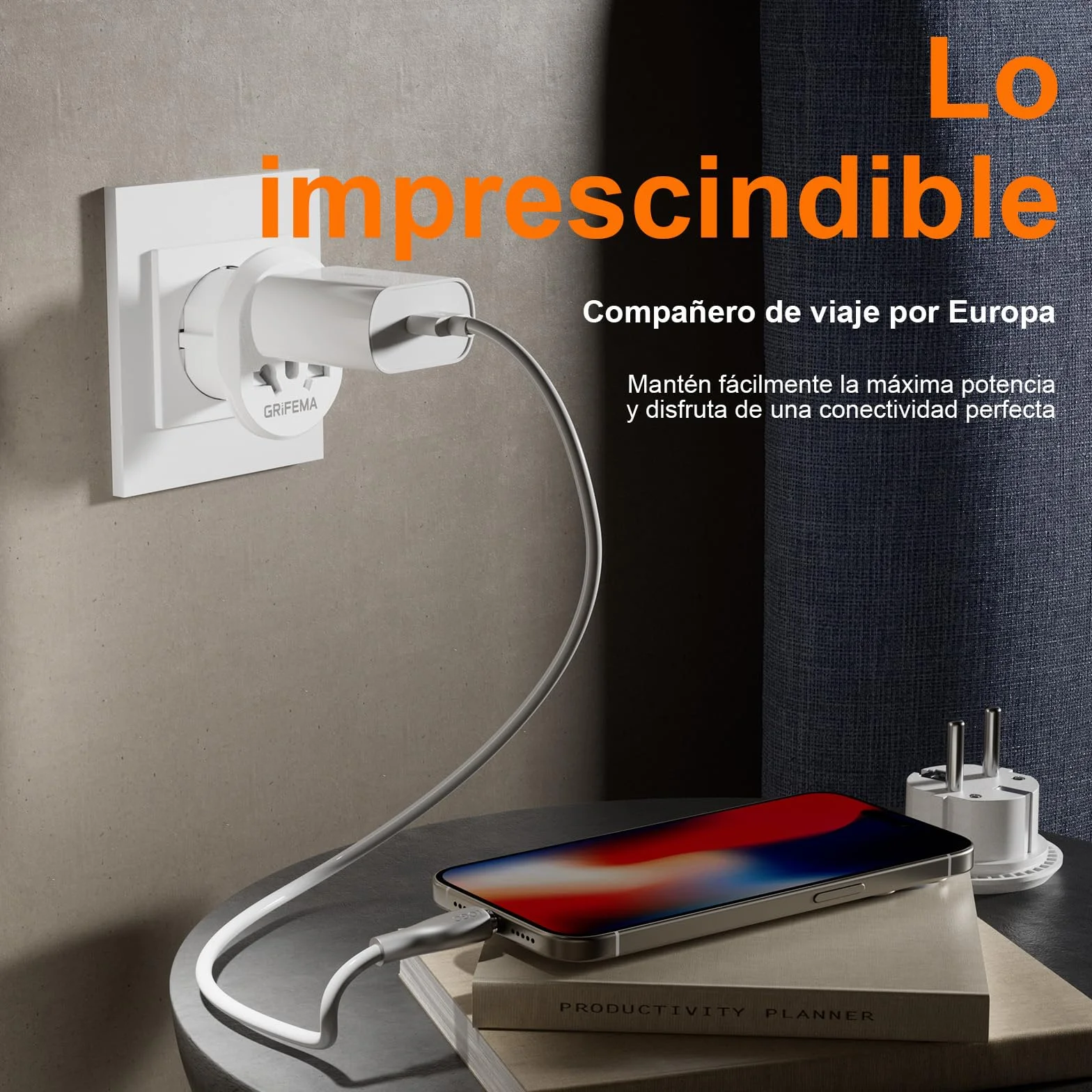 GRIFEMA Adaptador de Viaje Universal 4000W Tipo C E F España Francia Alemania (Pack de 2)