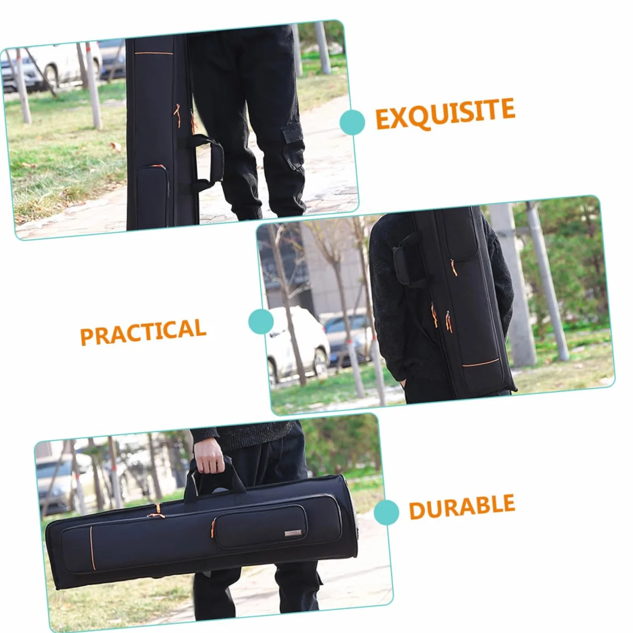 LIFKOME Bolsa de Trombón Tenor Oxford Acolchado de 16 Mm y 2 Bolsillos Delanteros, Bolsa de Transporte para Músicos Profesionales en Conciertos