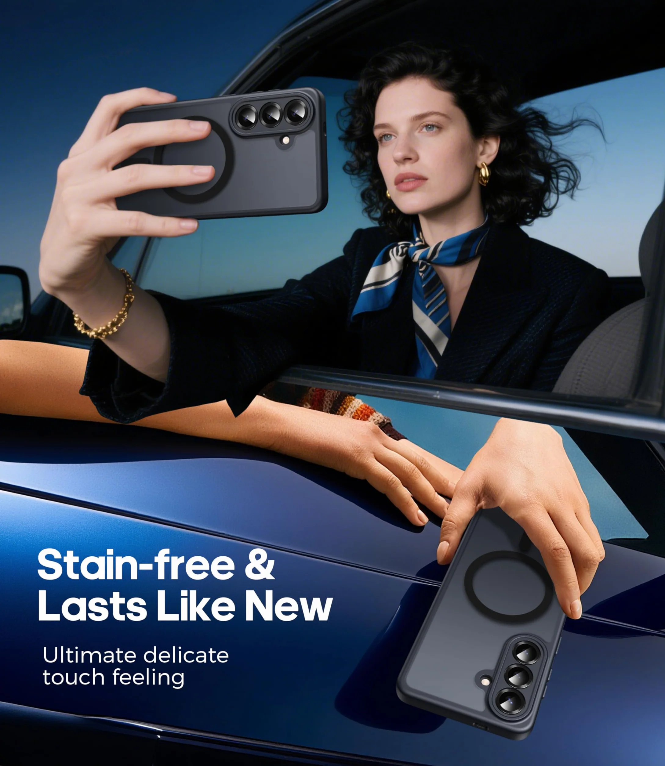 Opkiegrn Funda para Samsung Galaxy S26 Magnética Compatible con Magsafe con 2 Protector de Pantalla Carcasa, Protectora Antigolpes para S26 Translúcido TPU Mate Funda - Negro