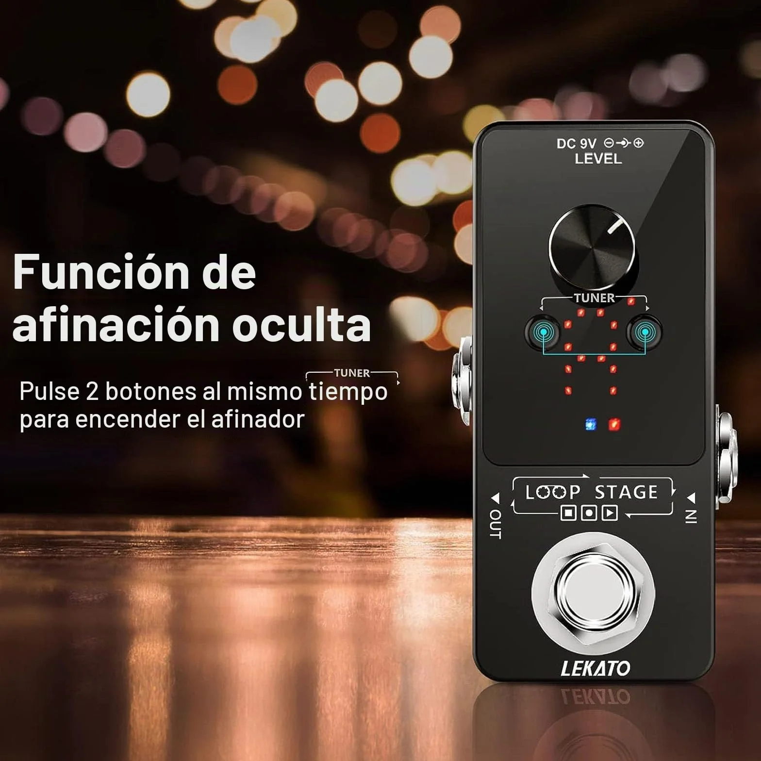 LEKATO Pedal de guitarra eléctrica Pedal de bucle 9 bucles Máximo 40 minutos Tiempo de grabación Estación de bucle de sobregrabación ilimitada con función de afinador para bajo eléctrico (Looper)