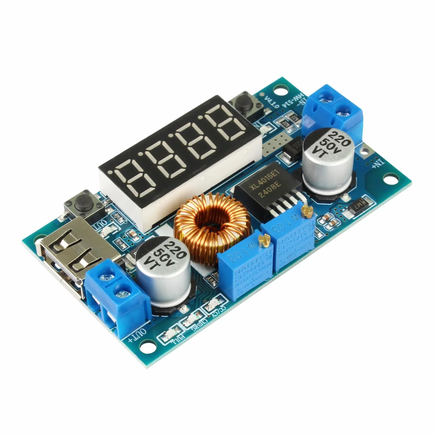 OcioDual Convertidor Regulador de Voltaje Voltimetro DC 5A 75W Step Down XL4015